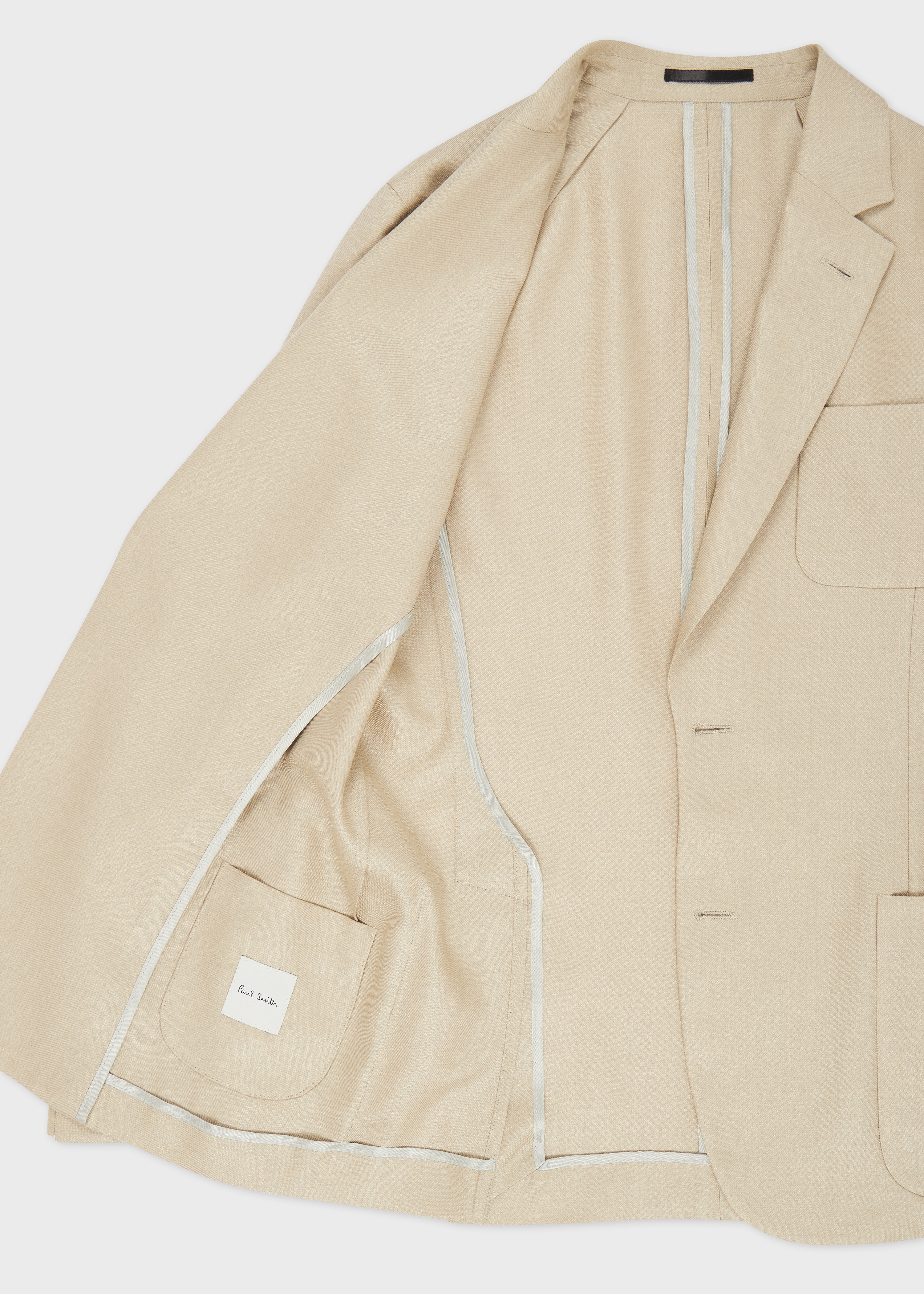 Light Camel Wool-Silk Unlined Blazer - 4