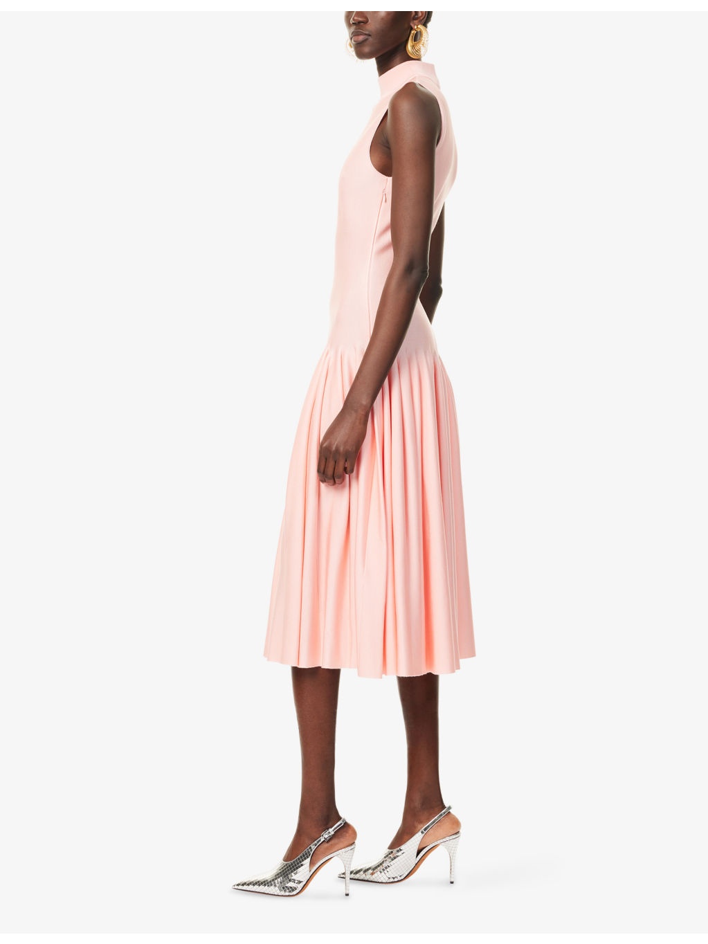Godet Pleated Knitted Maxi Dress - 3