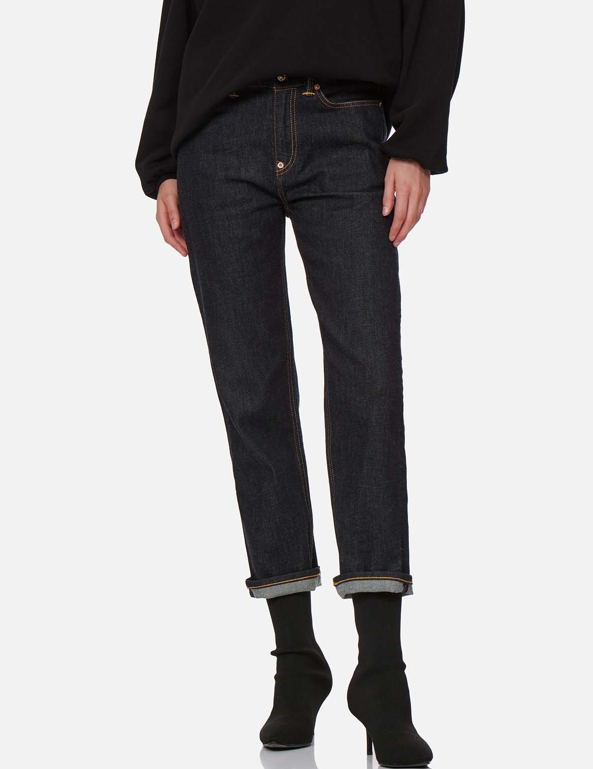 BROCADE KAMON AND SEAGULL APPLIQUÉ STRAIGHT LEG JEANS - 6