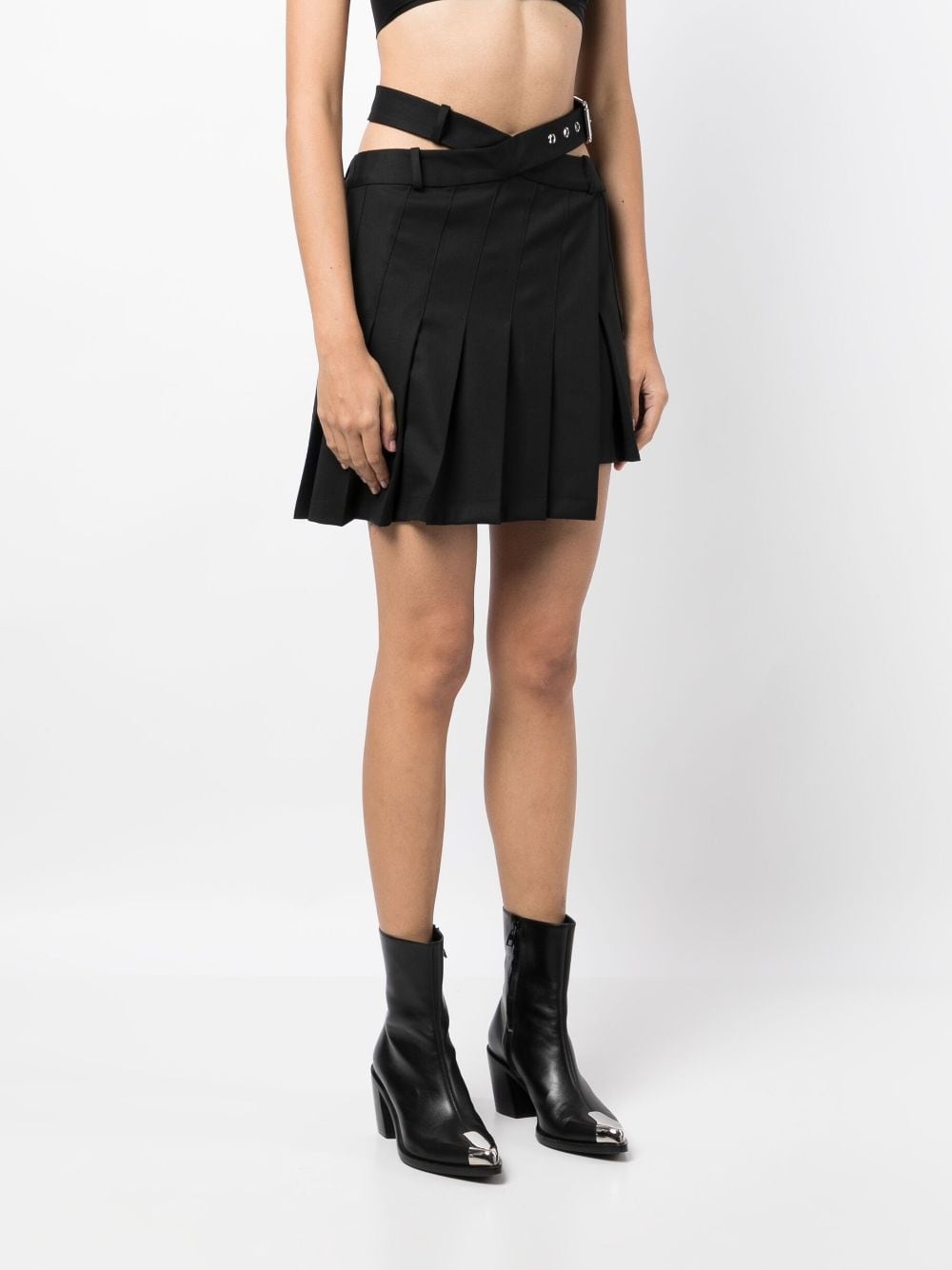 pleated asymmetric mini skirt - 3