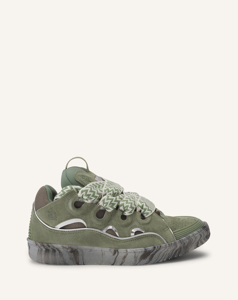 LEATHER CURB SNEAKERS WITH MARBLED SOLE 1