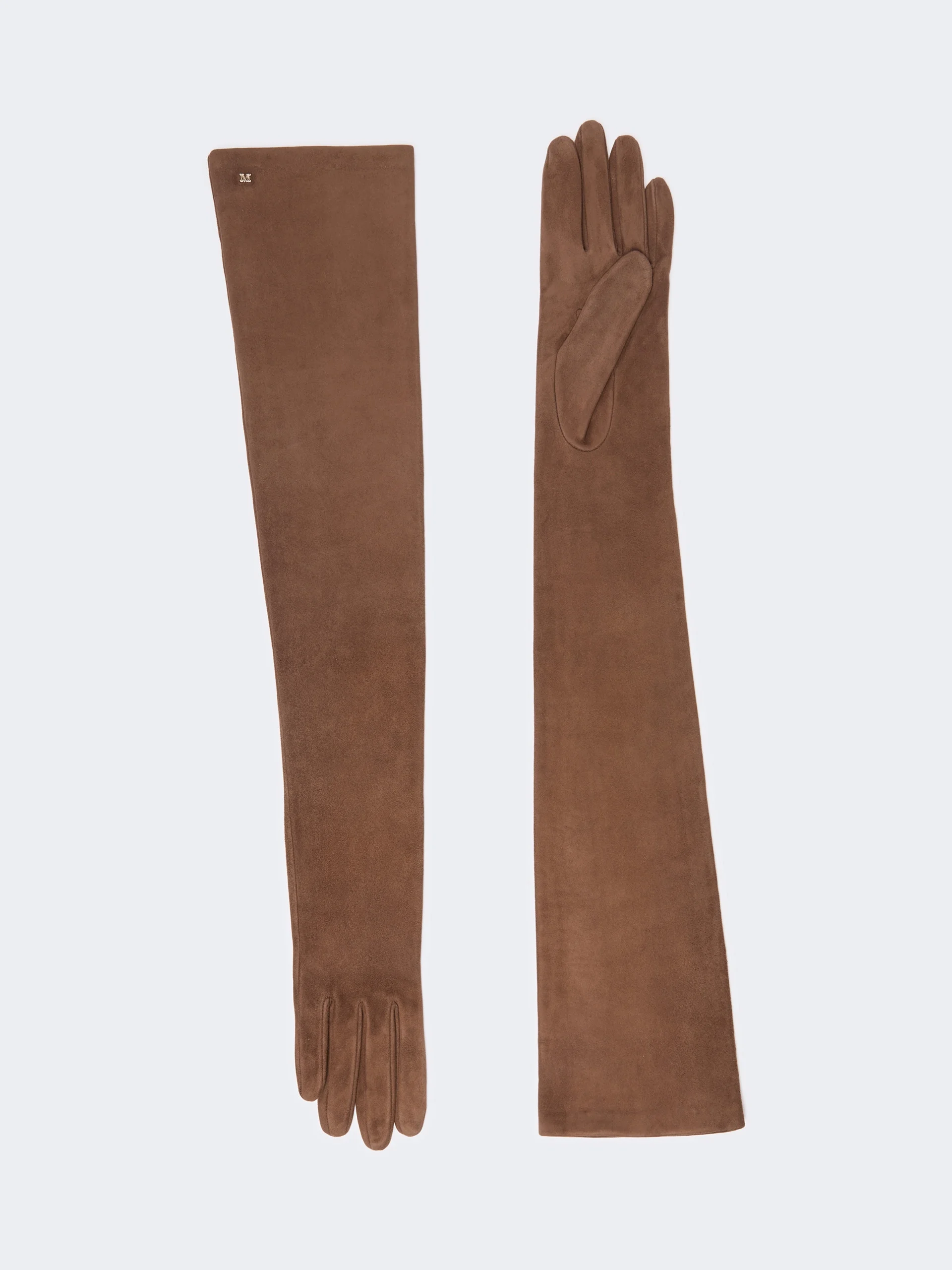 AZZURRO Extra-long suede gloves - BROWN - 1