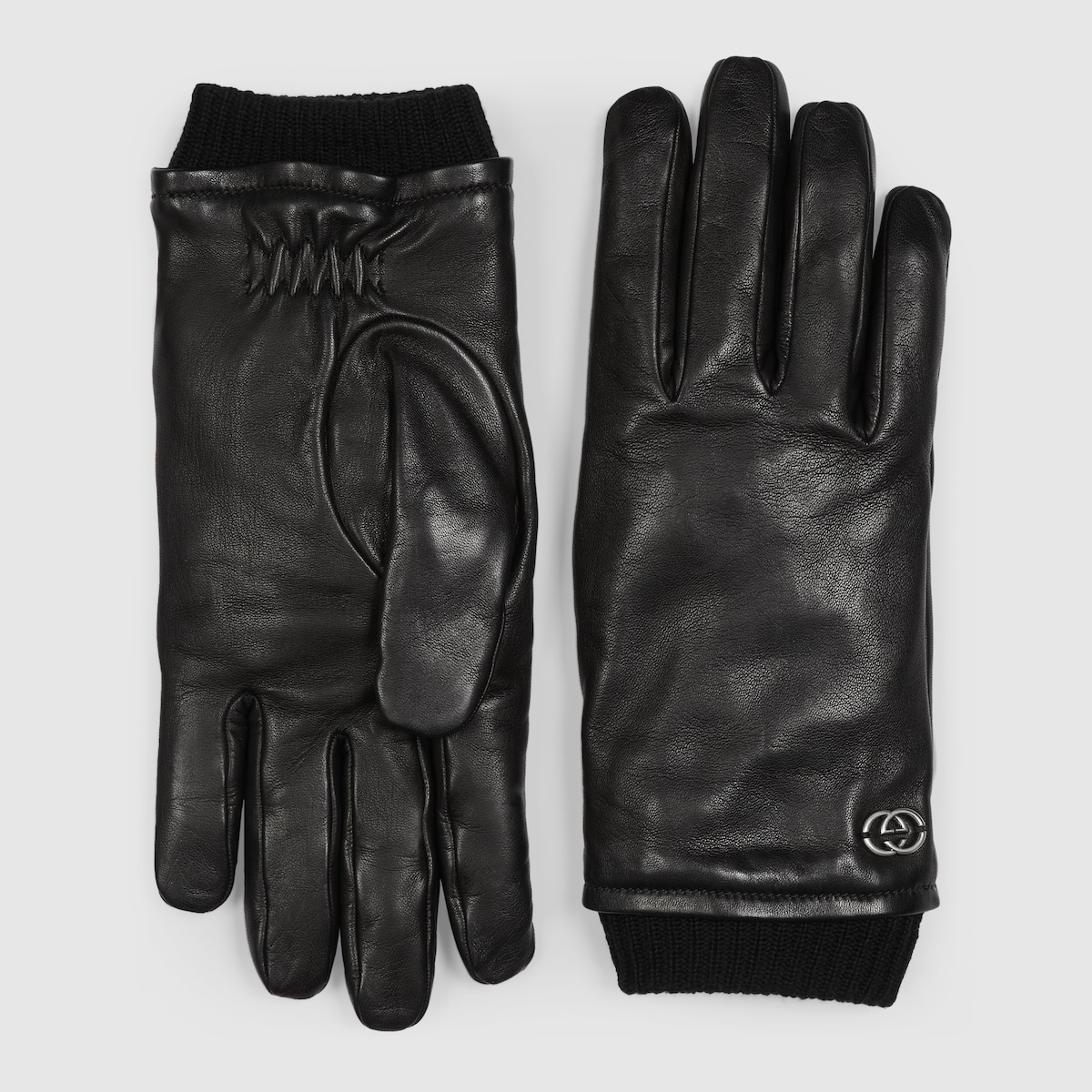 Leather gloves with Interlocking G - 1