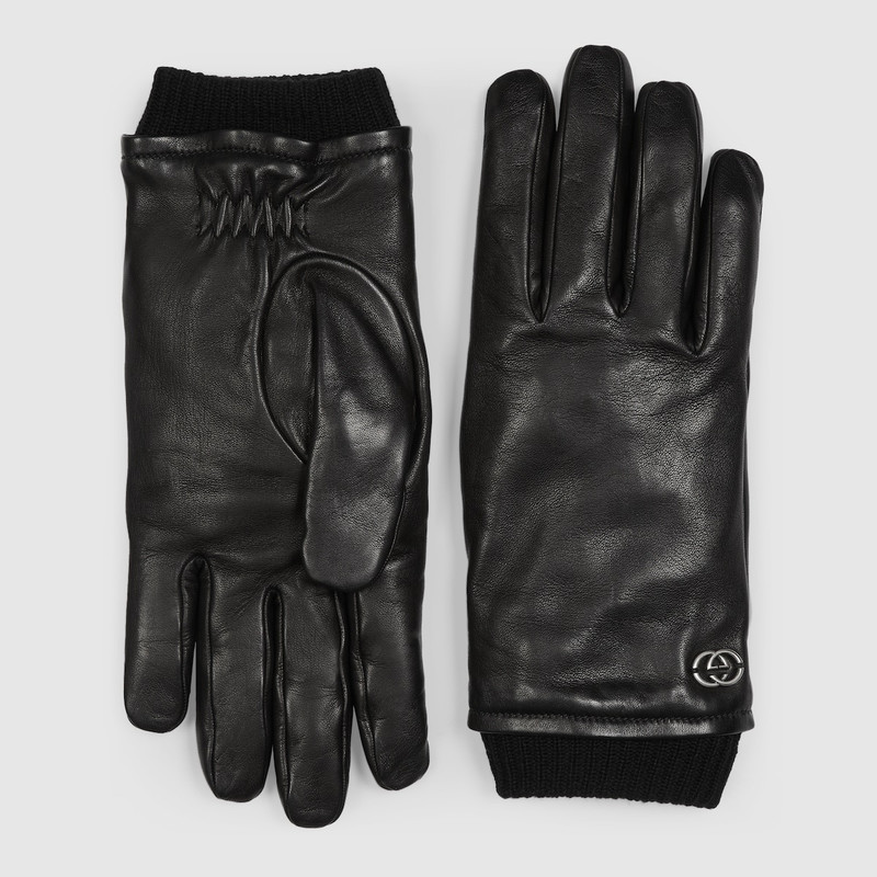 Leather gloves with Interlocking G 1