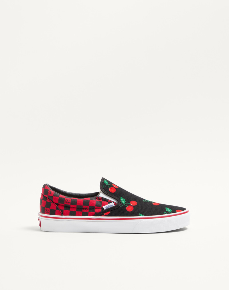 VALENTINO GARAVANI AND VANS SLIP-ON SNEAKER IN FABRIC WITH MAXI CHERRYFIC PRINT AND VLOGO CHECKERBOA 1