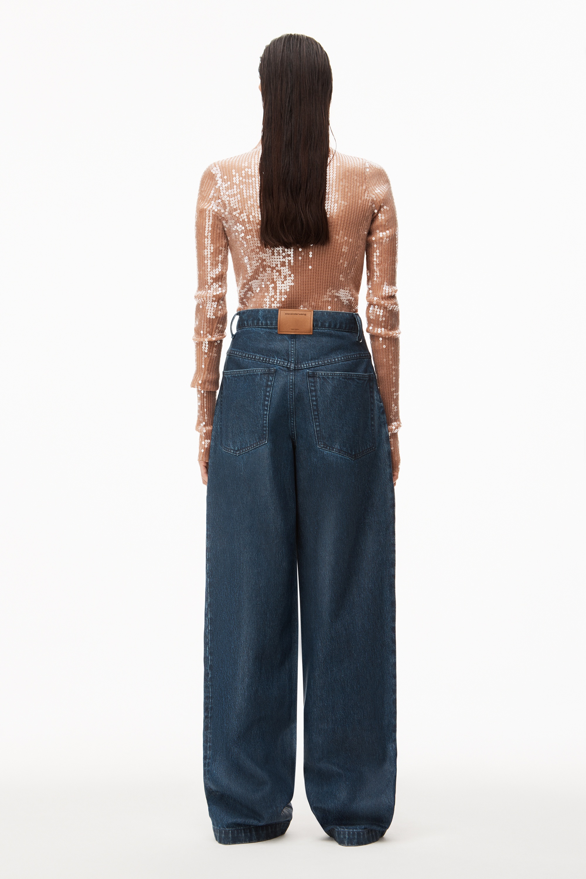 WIDE LEG JEAN IN COATED DENIM - 4