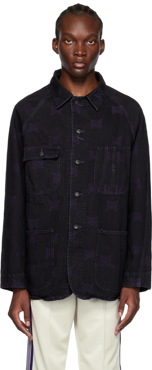 Needles Coverall Jacket Papillon Jacquard Denim 10oz Indigo