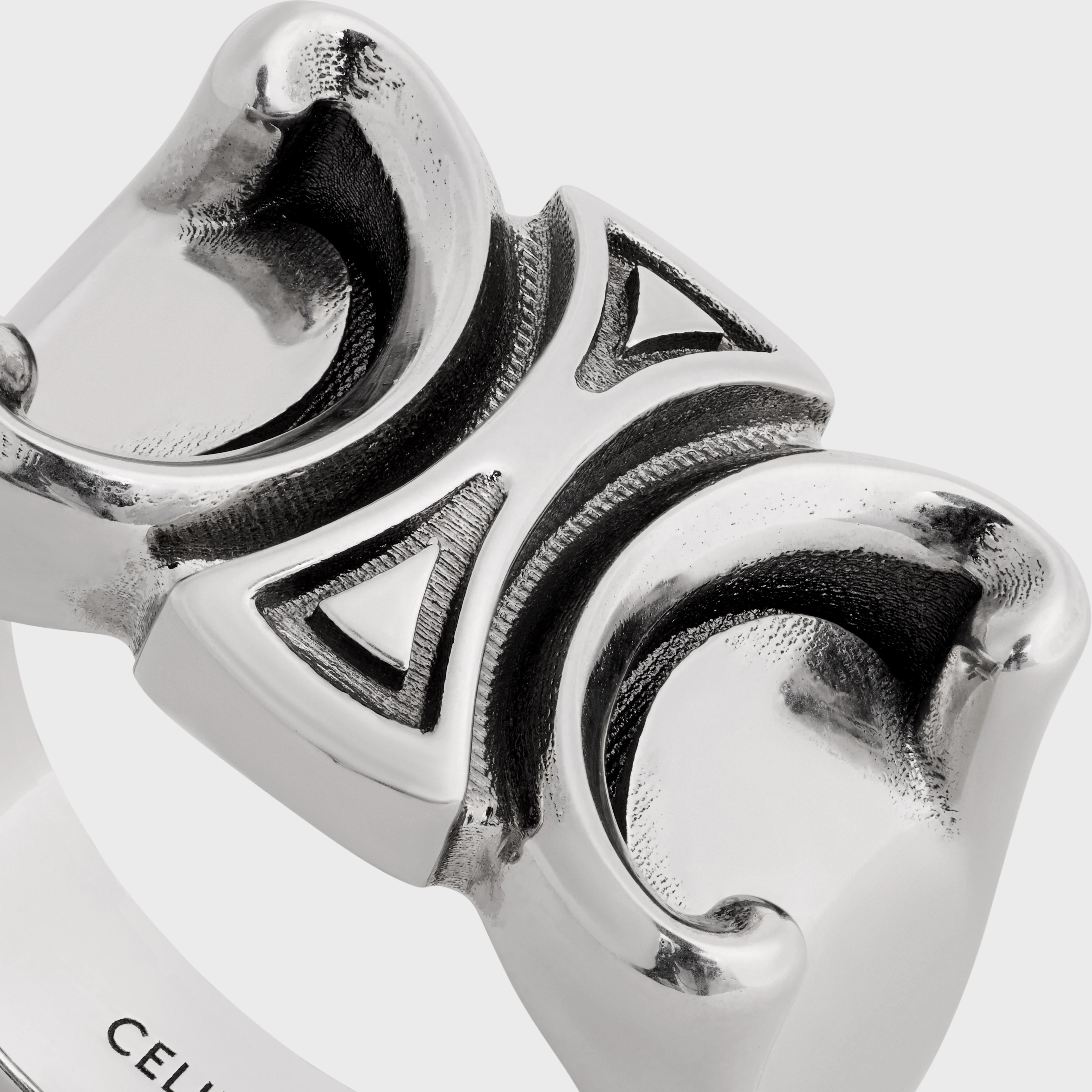 San Onofre Chunky Triomphe Ring in Brass with Rhodium Finish - 4