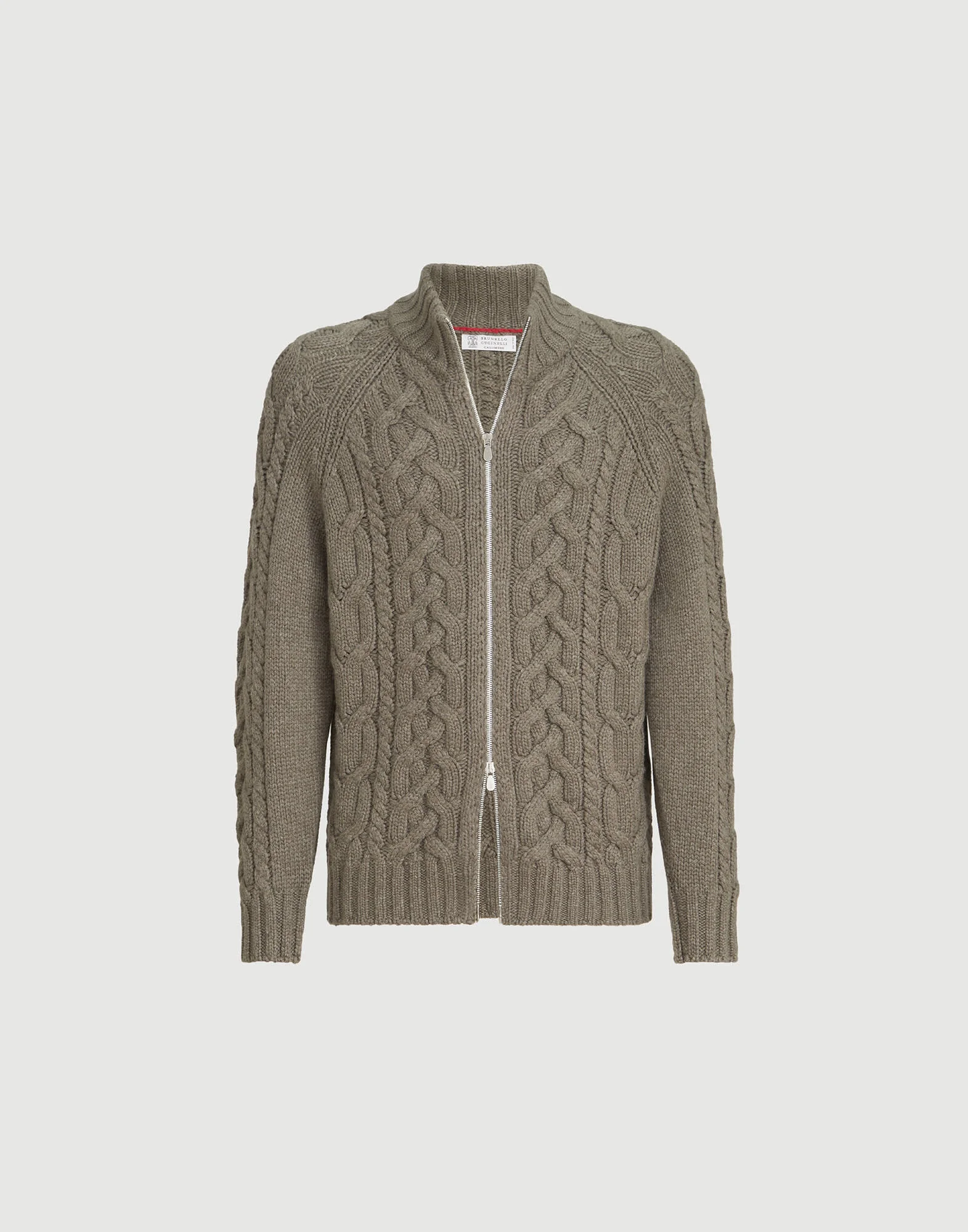 Cable knit cardigan in cashmere Feather yarn with zipper - 1