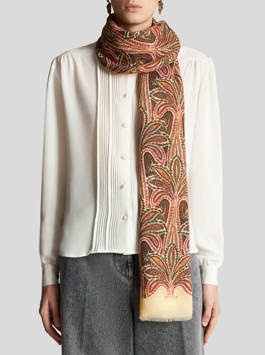 WOOL SCARF WITH PALM TREES - 2