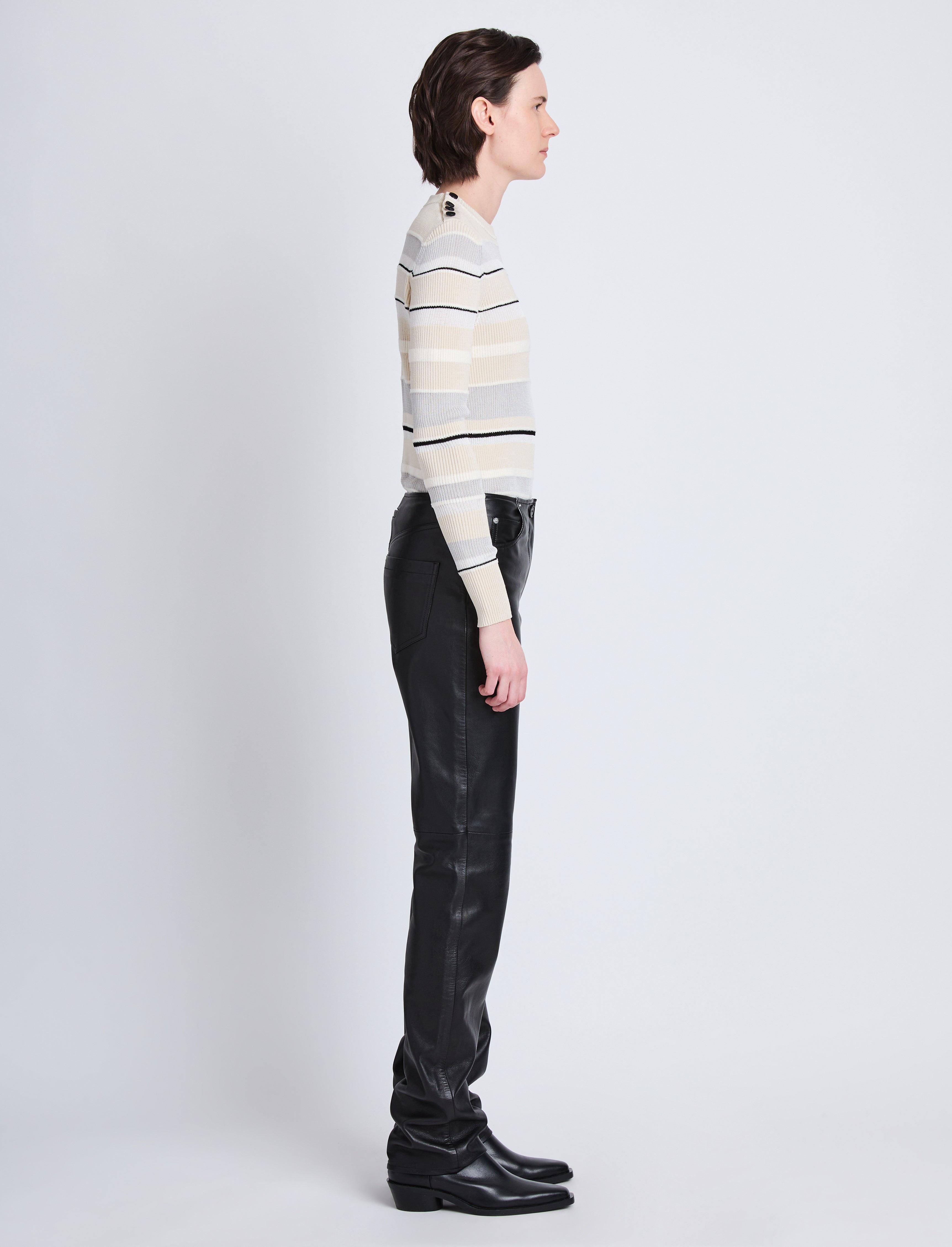 Judy Sweater in Textured Striped Knit - 4