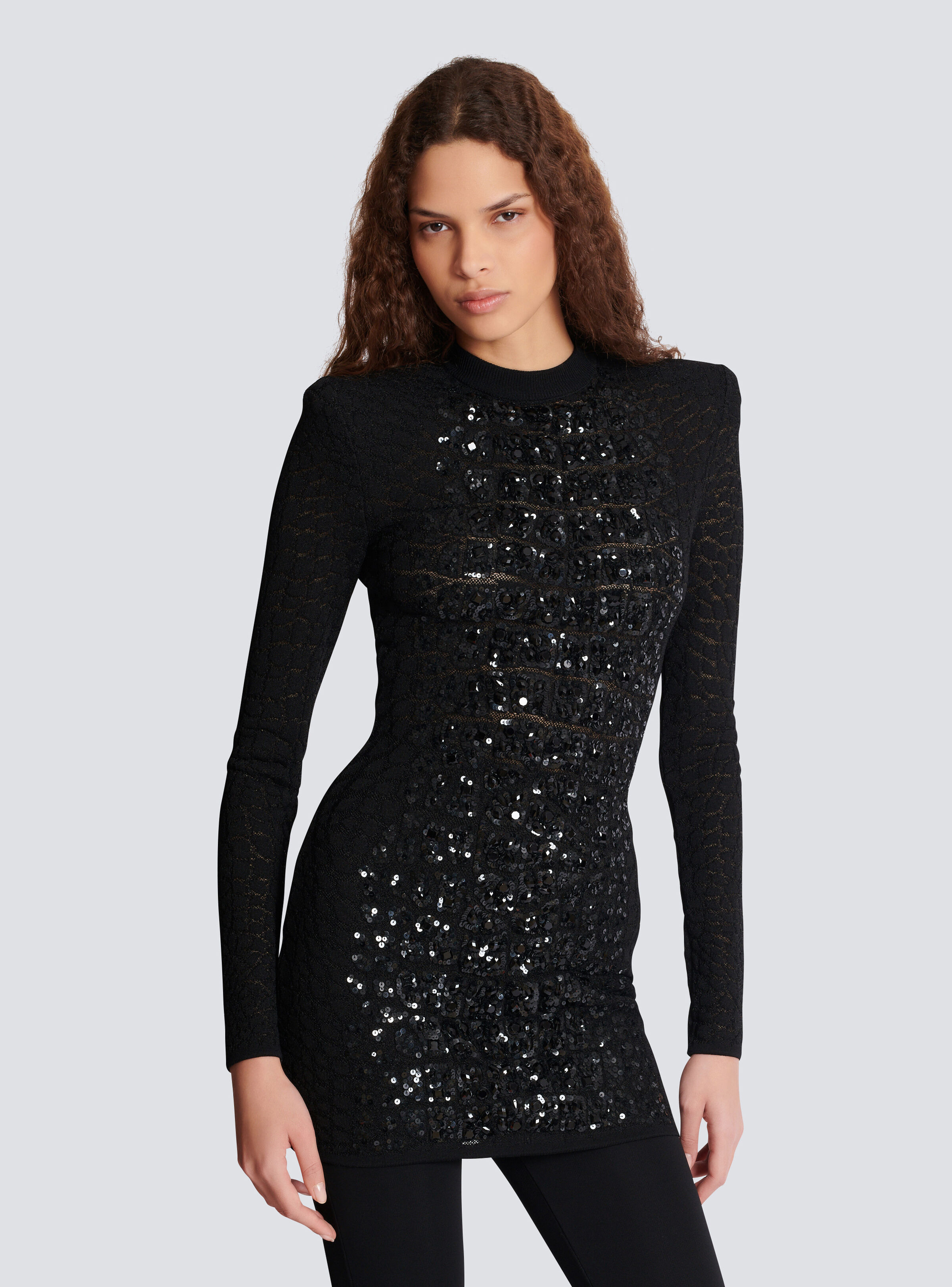Short sequin dress in crocodile knit - 7