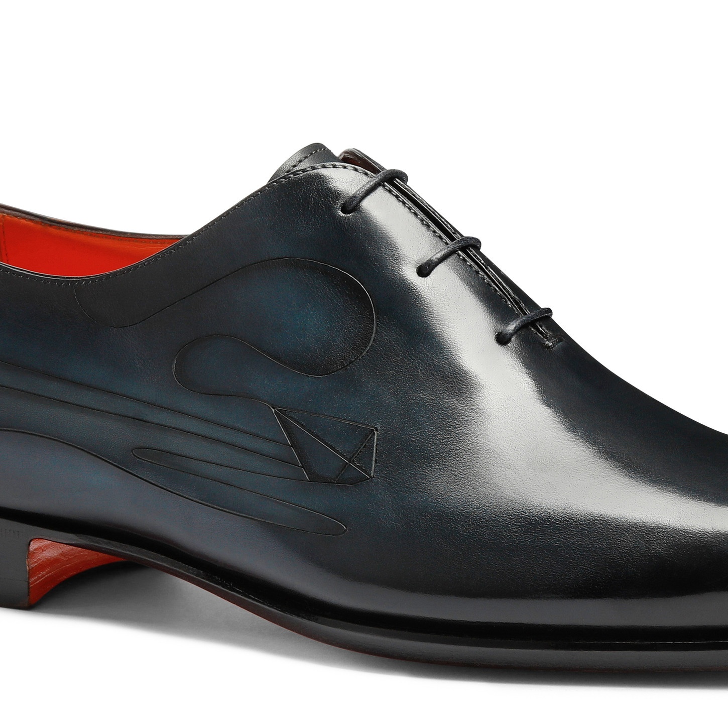 Men's blue leather Oxford shoe - 6