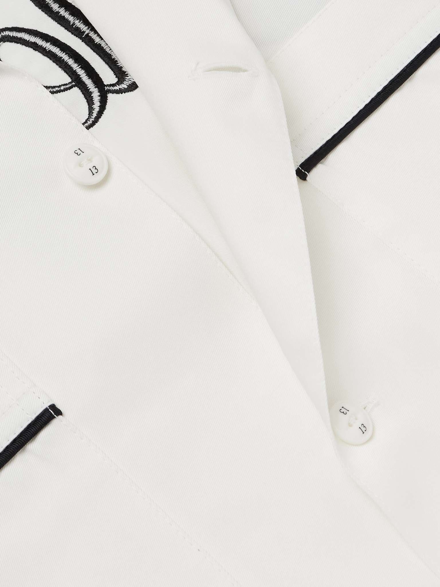 Cropped Camp-Collar Satin-Trimmed Embroidered Twill Shirt - 4