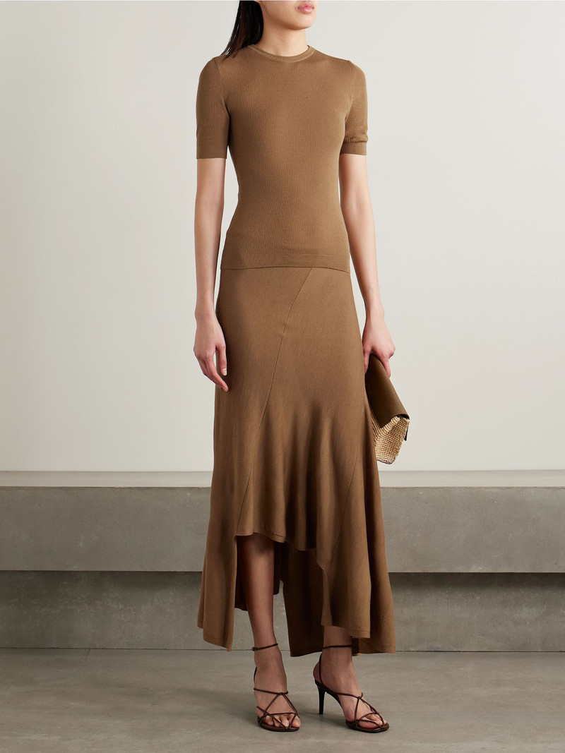 KHAITE Celina ribbed wool-blend top Light brown outlook