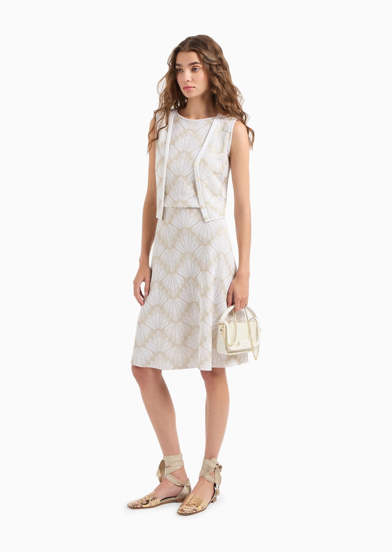 Palm tree design jacquard knit dress - 4