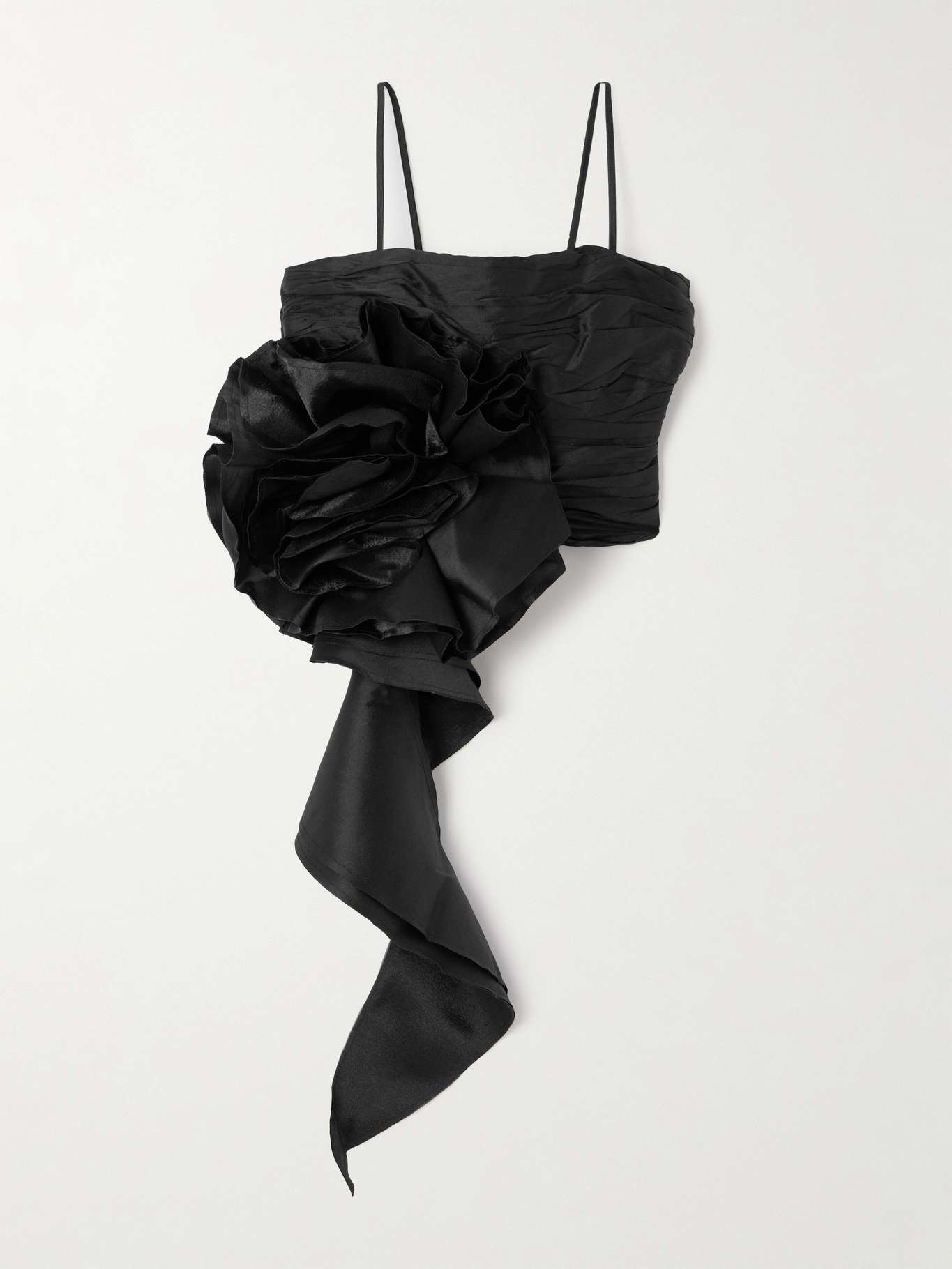 Potion Spiral cropped appliquéd ruched taffeta top - 1