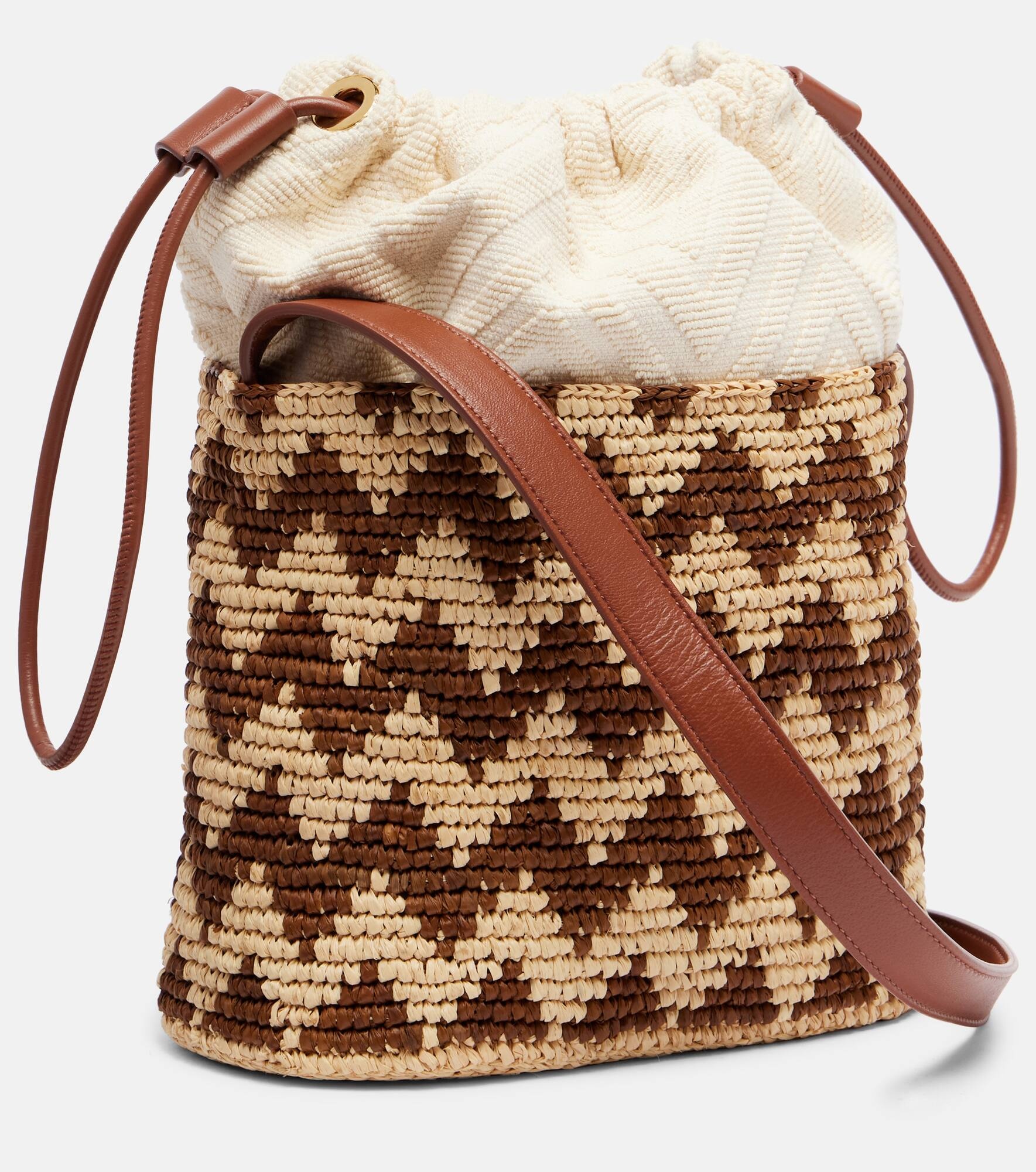 Zigzag Medium raffia bucket bag - 4
