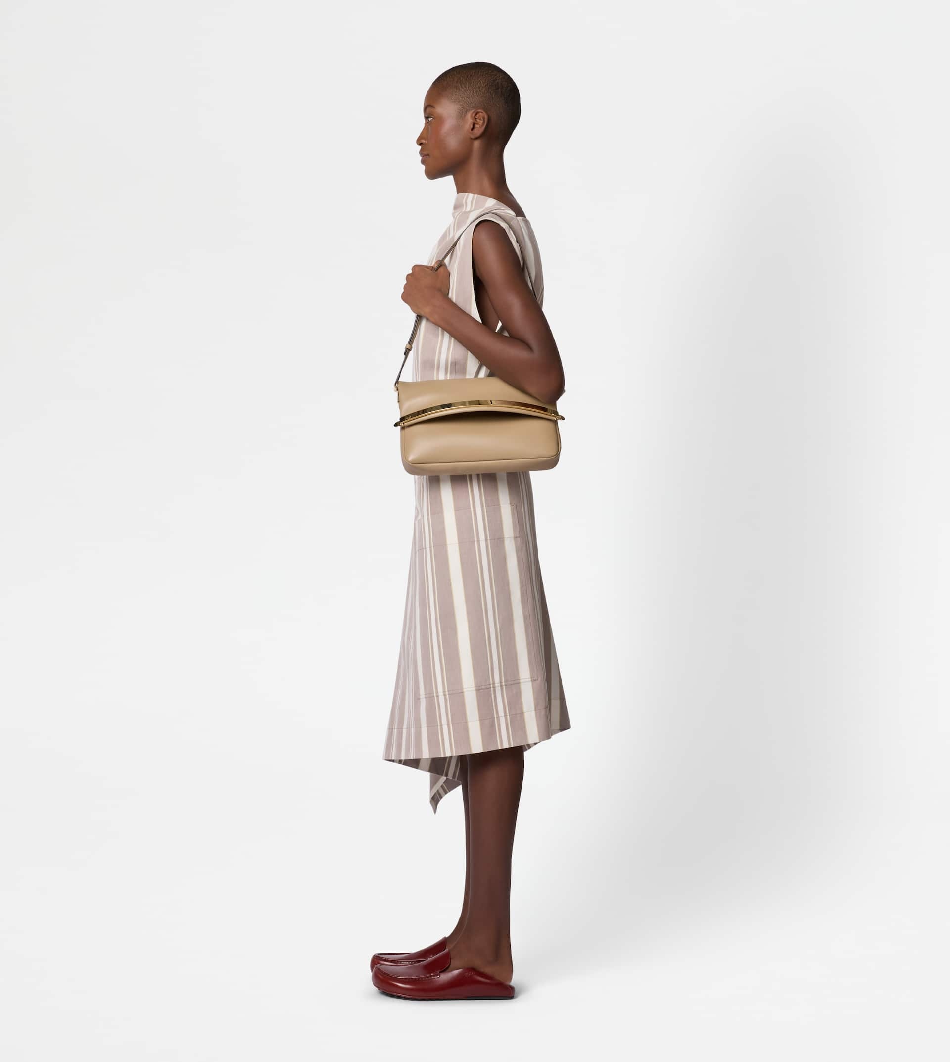 FLAP BAG IN LEATHER SMALL - BEIGE - 8