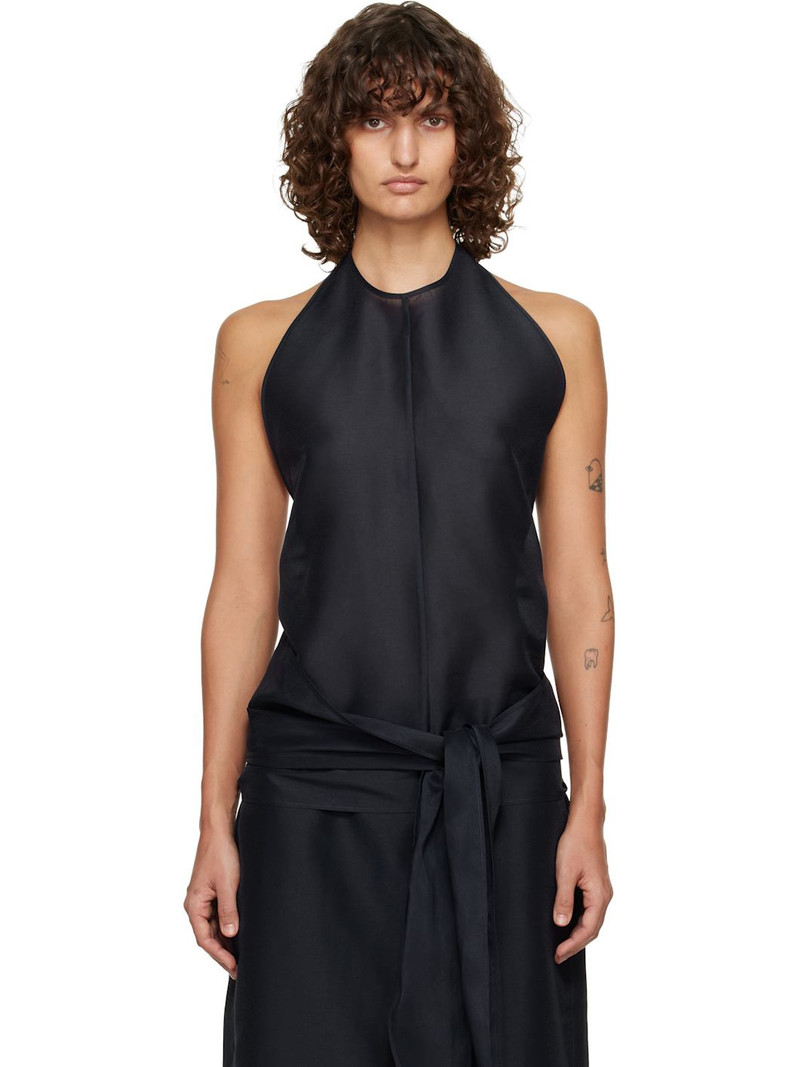 Navy Fluid Halterneck Top 1