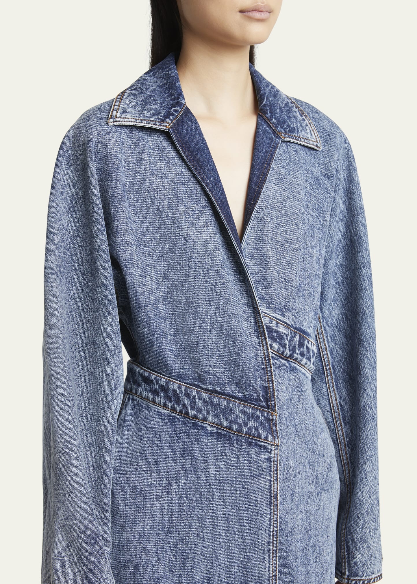Wrap Denim Trench Coat - 5