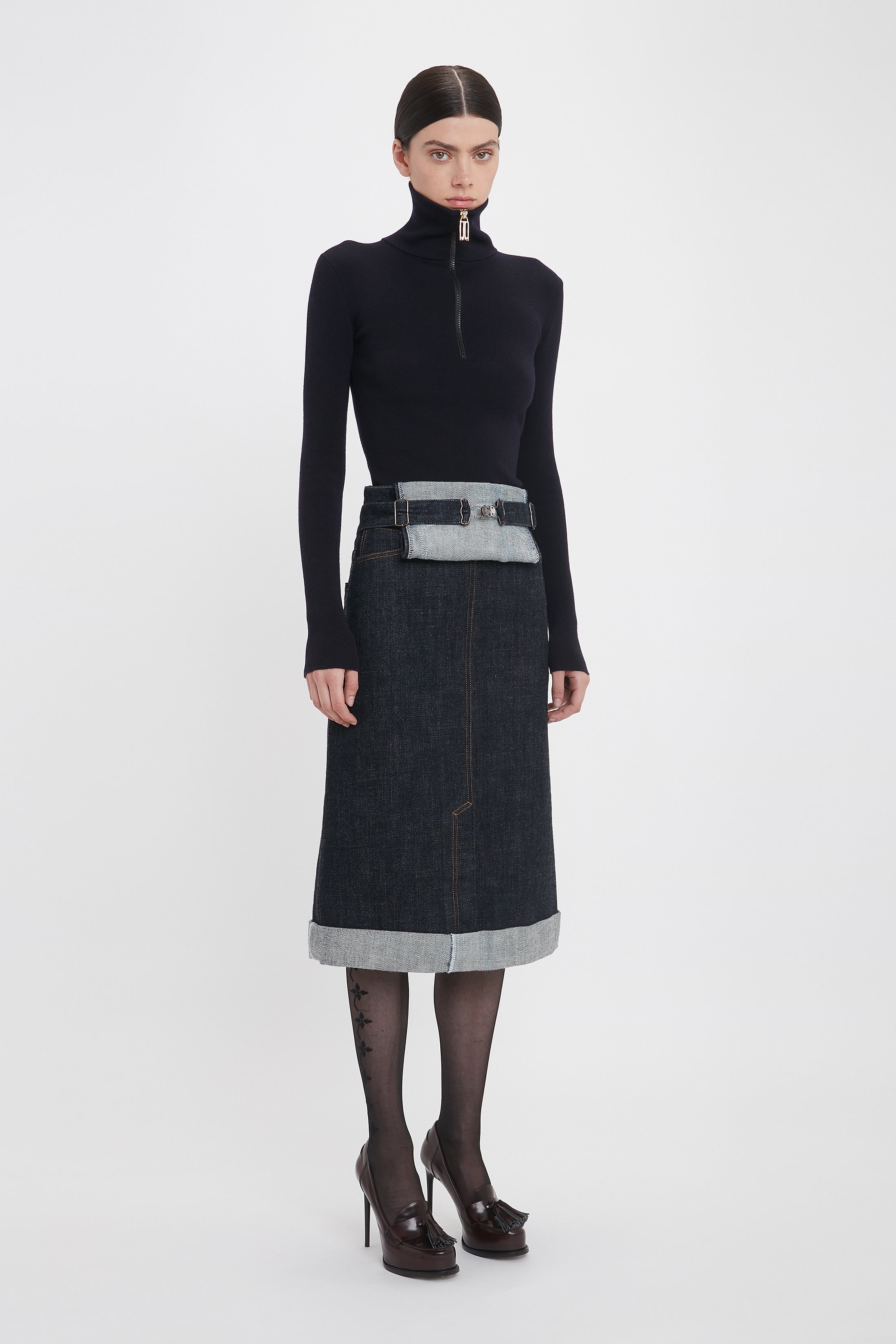 Overall Skirt In Dark Indigo Rinse - 3