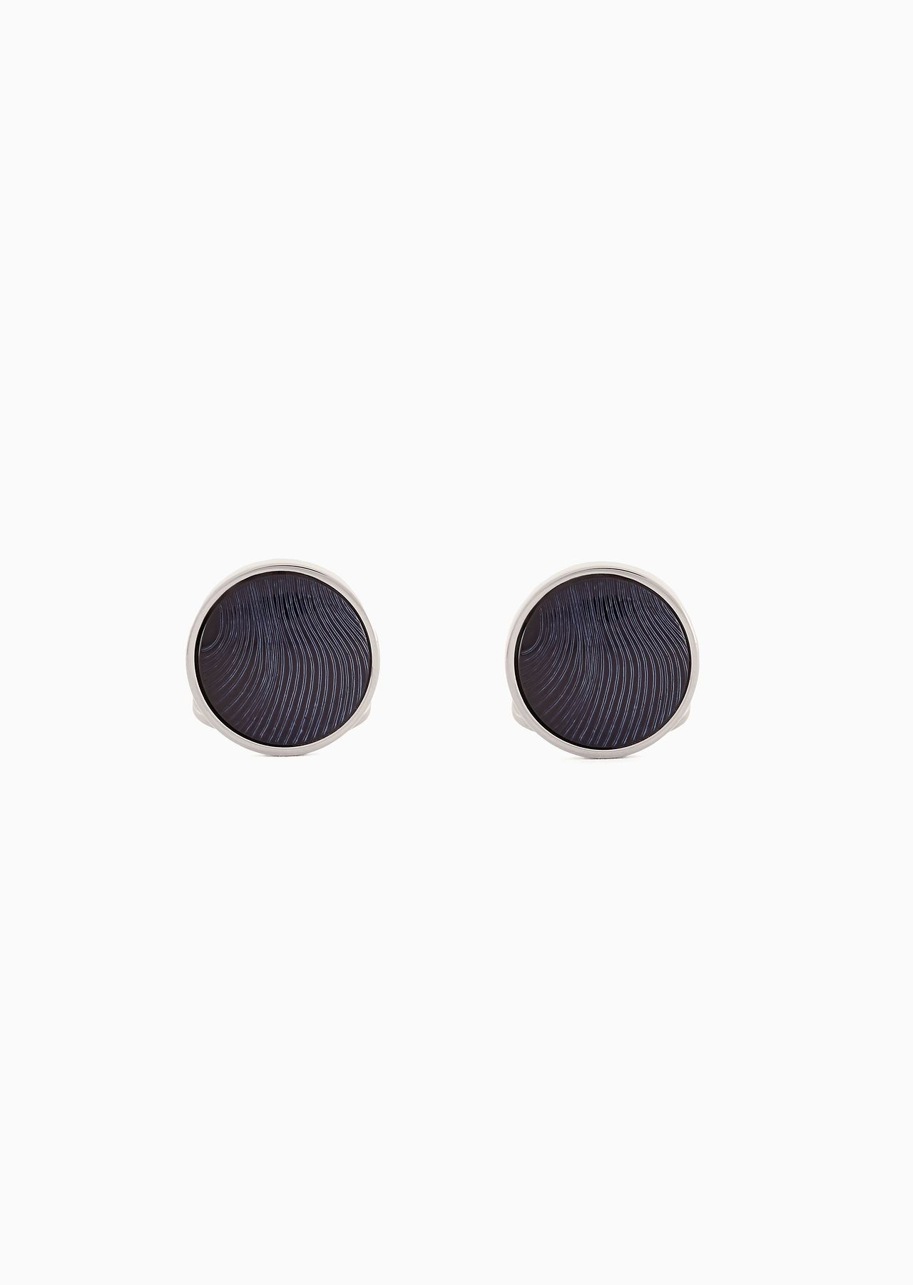 Sterling silver and mother of pearl round cufflinks - 1