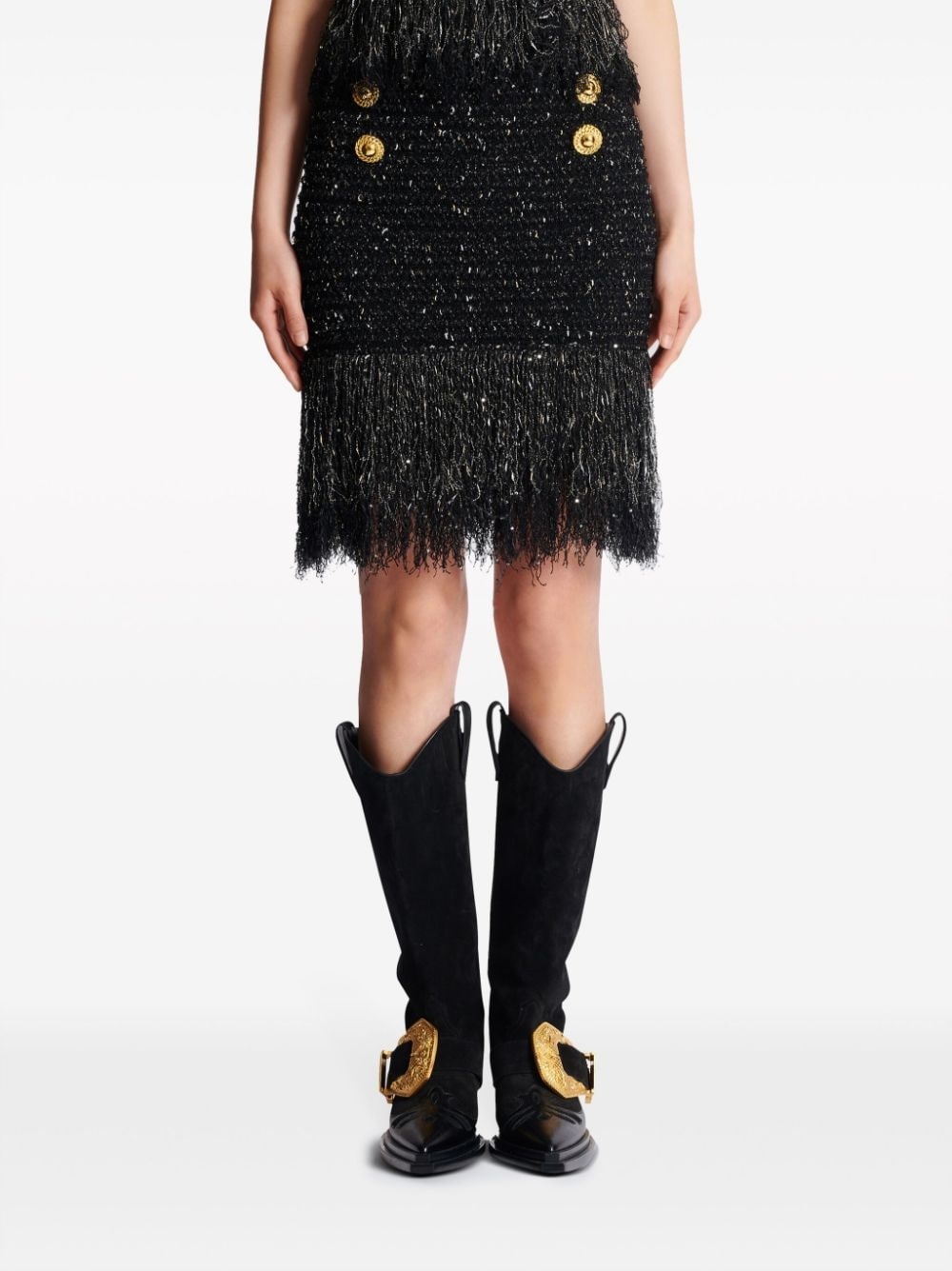 6-Button fringed tweed skirt - 5