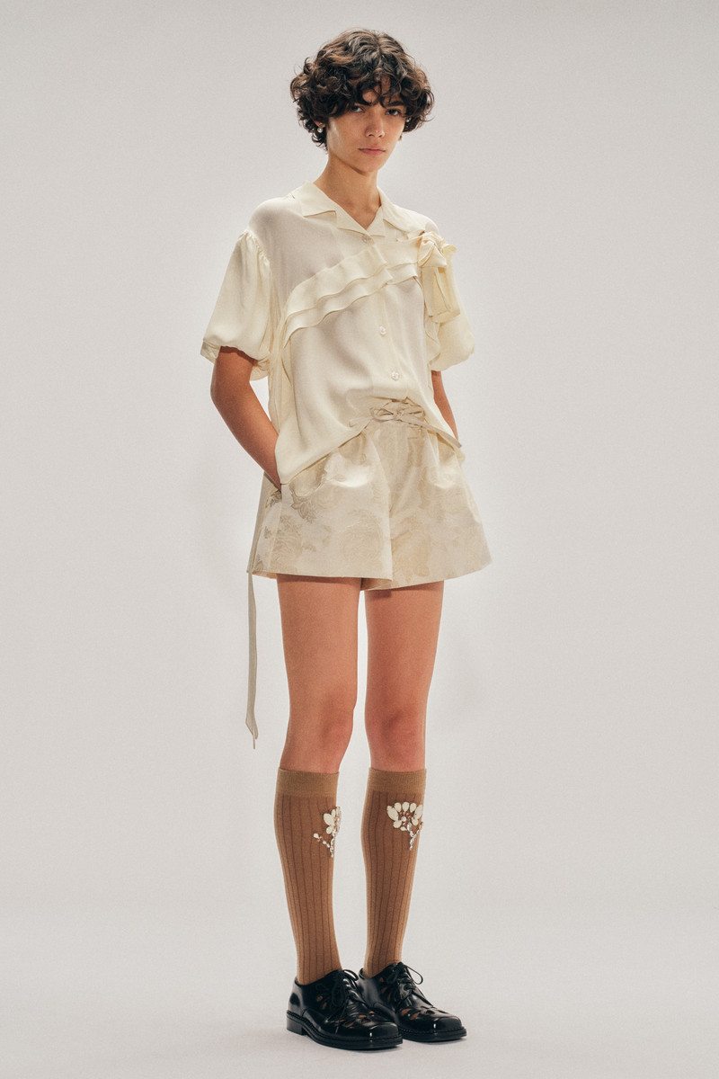 Cropped Puff Sleeve Bow Sash Shirt 3