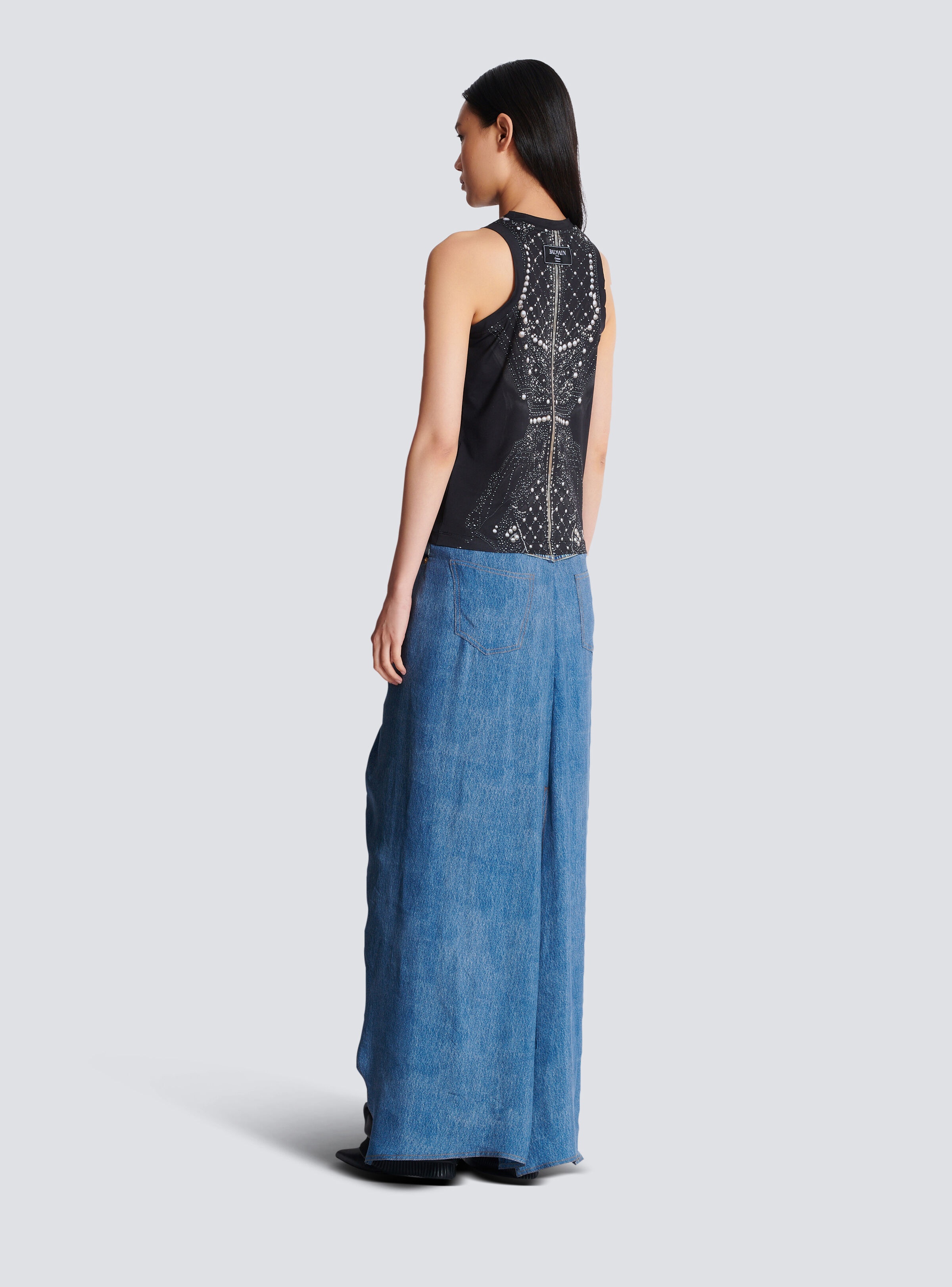 Soft tank top with faux embroidery print - 4