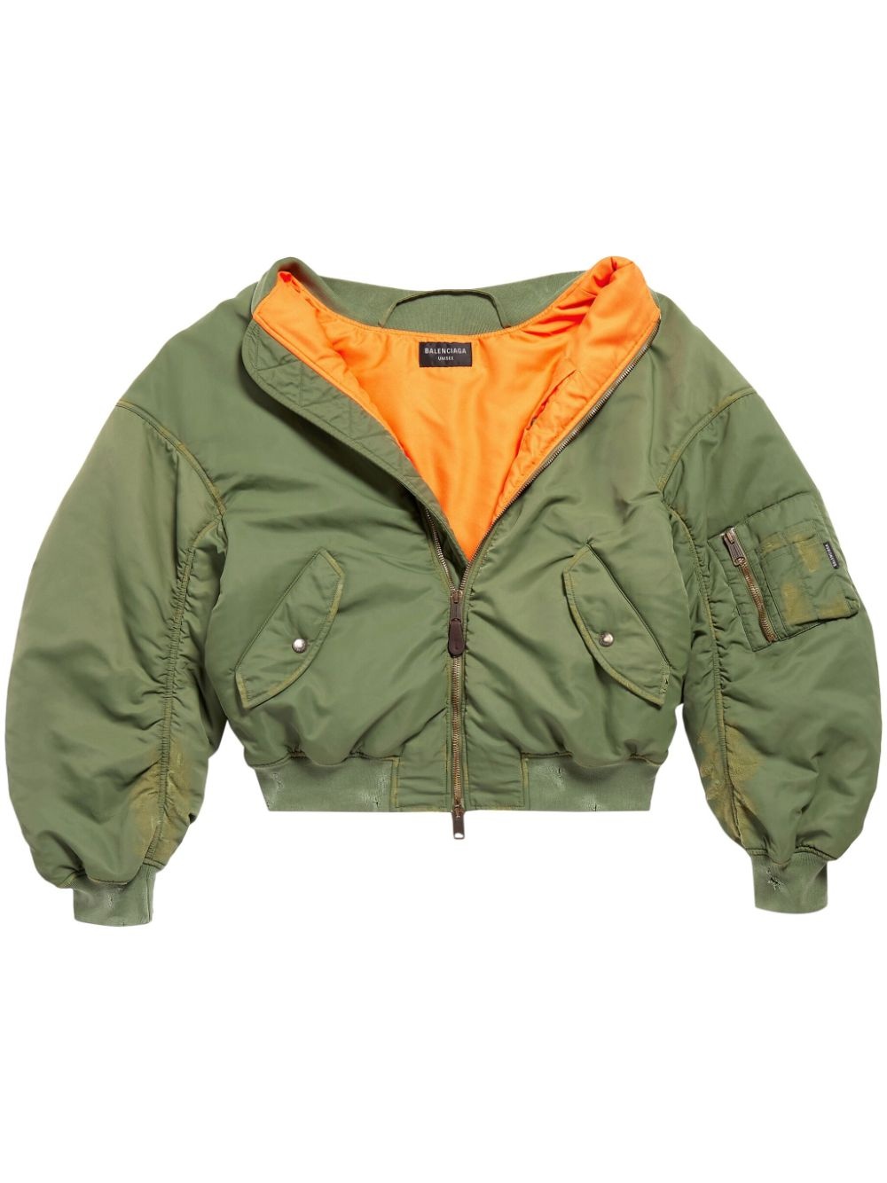 ジャケット・アウター BALENCIAGA off shoulder bomber S Off Shoulder technical bomber jacket in green - Balenciaga