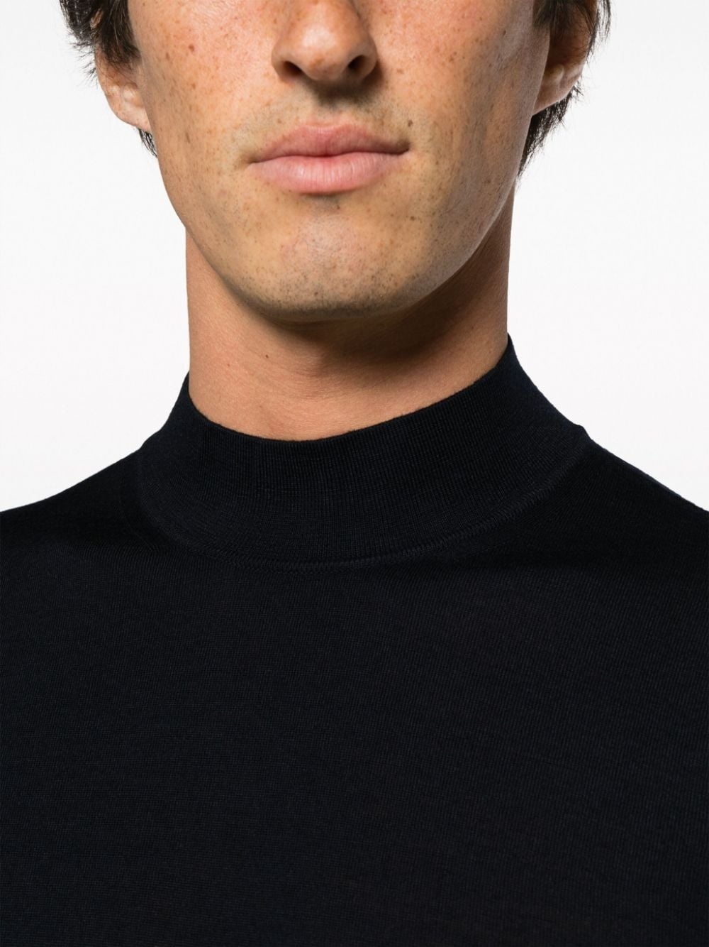 mock-neck virgin wool jumper - 5