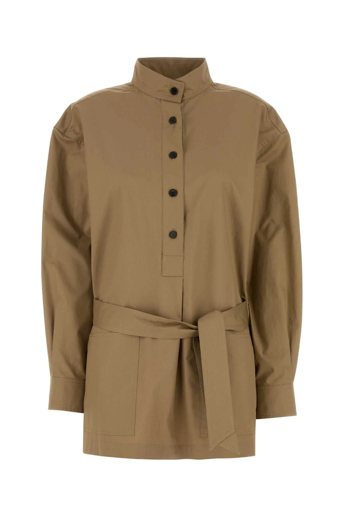 Saint Laurent Women Camel Poplin Shirt - 1