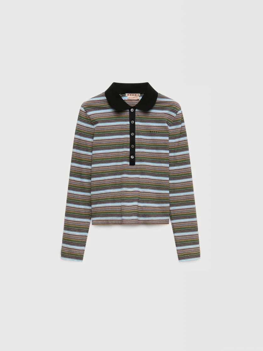 MULTICOLOUR STRIPED JERSEY POLO SHIRT - 1
