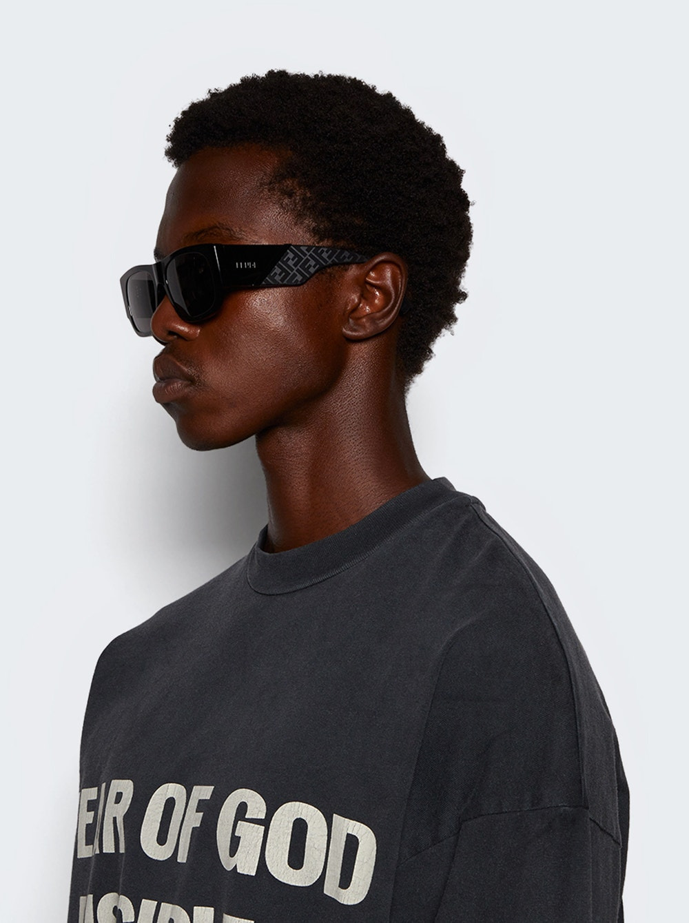 Diagonal Sunglasses Shiny Black And Smoke - 3