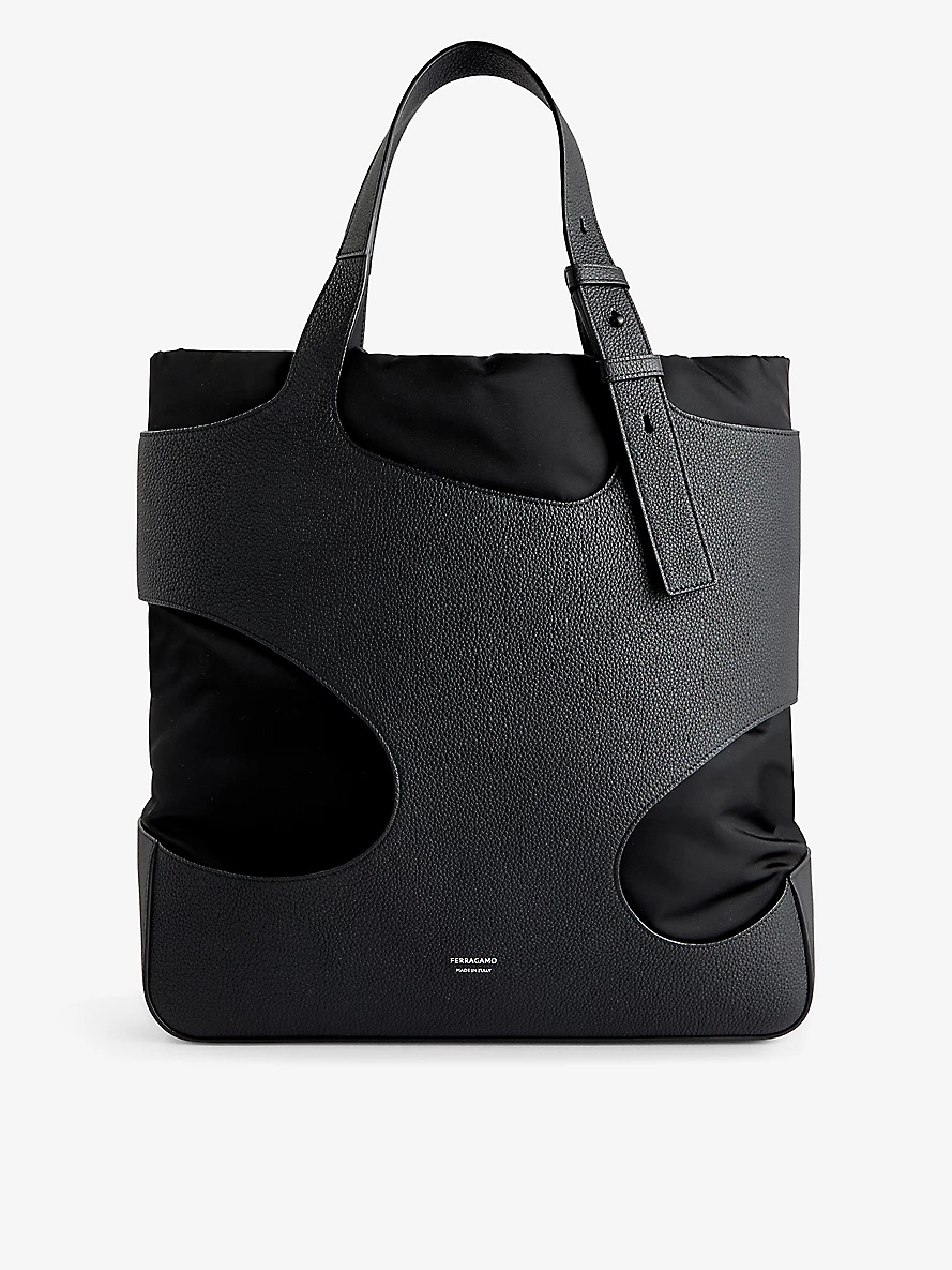 Cut-out leather tote bag - 1
