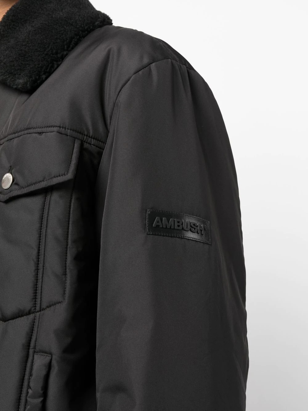 logo-embossed padded short jacket - 5