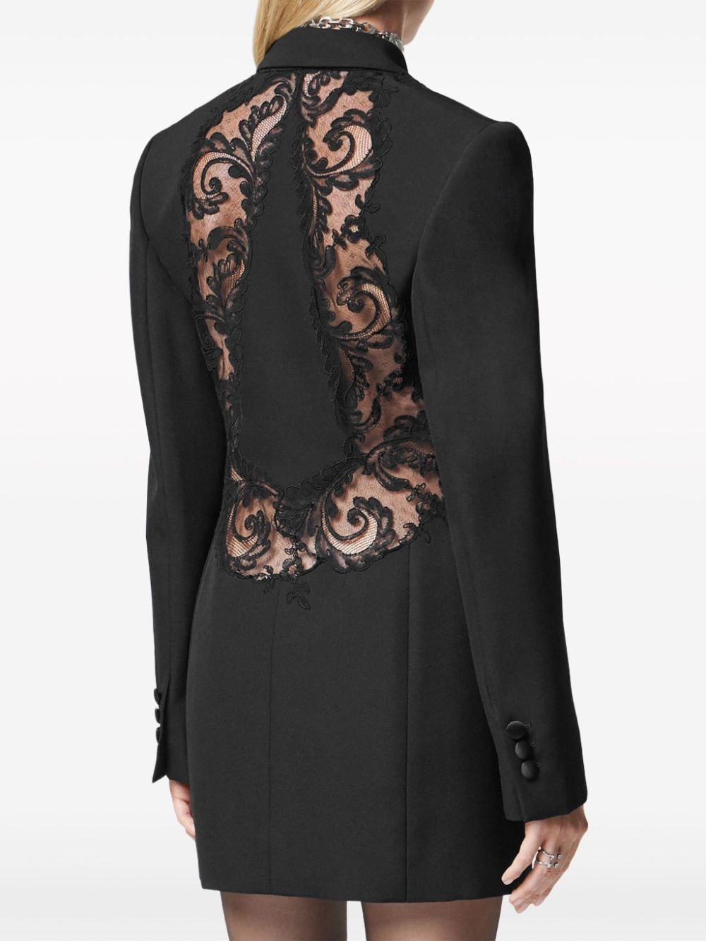 Barocco lace-embellished double-breasted blazer - 3