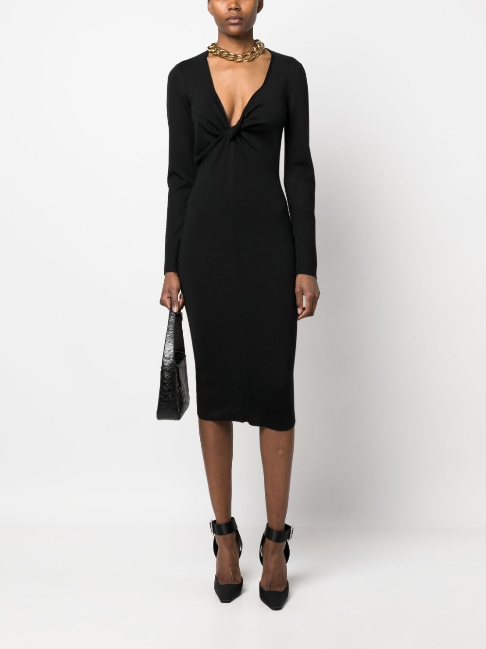 V-neck knitted dress - 2