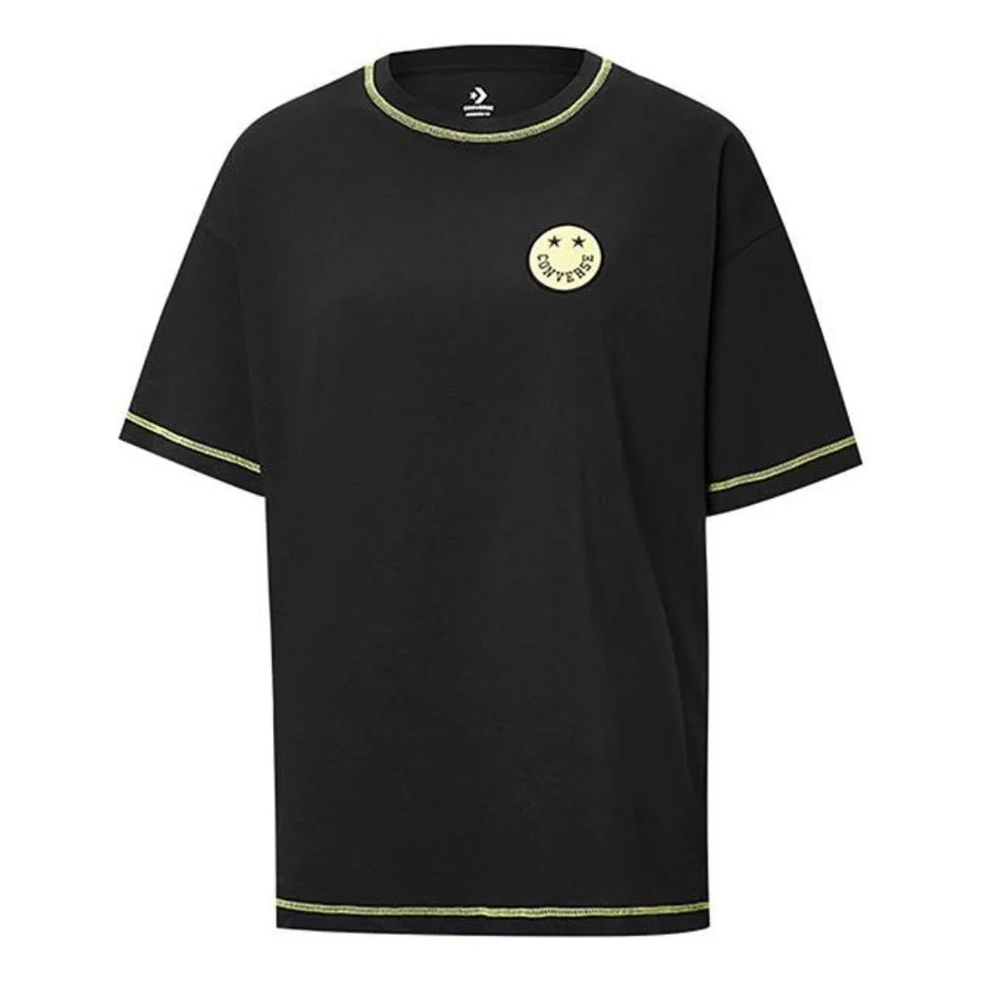 (WMNS) Converse Casual T-Shirt 'Black Yellow' 10018923-A01 - 1