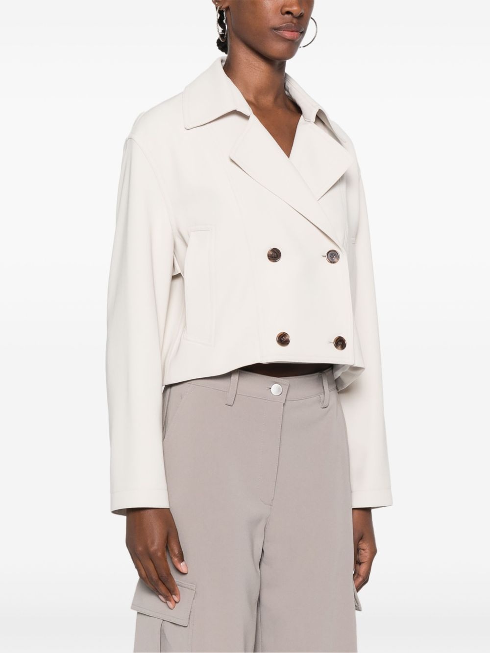 crepe cropped jacket - 3