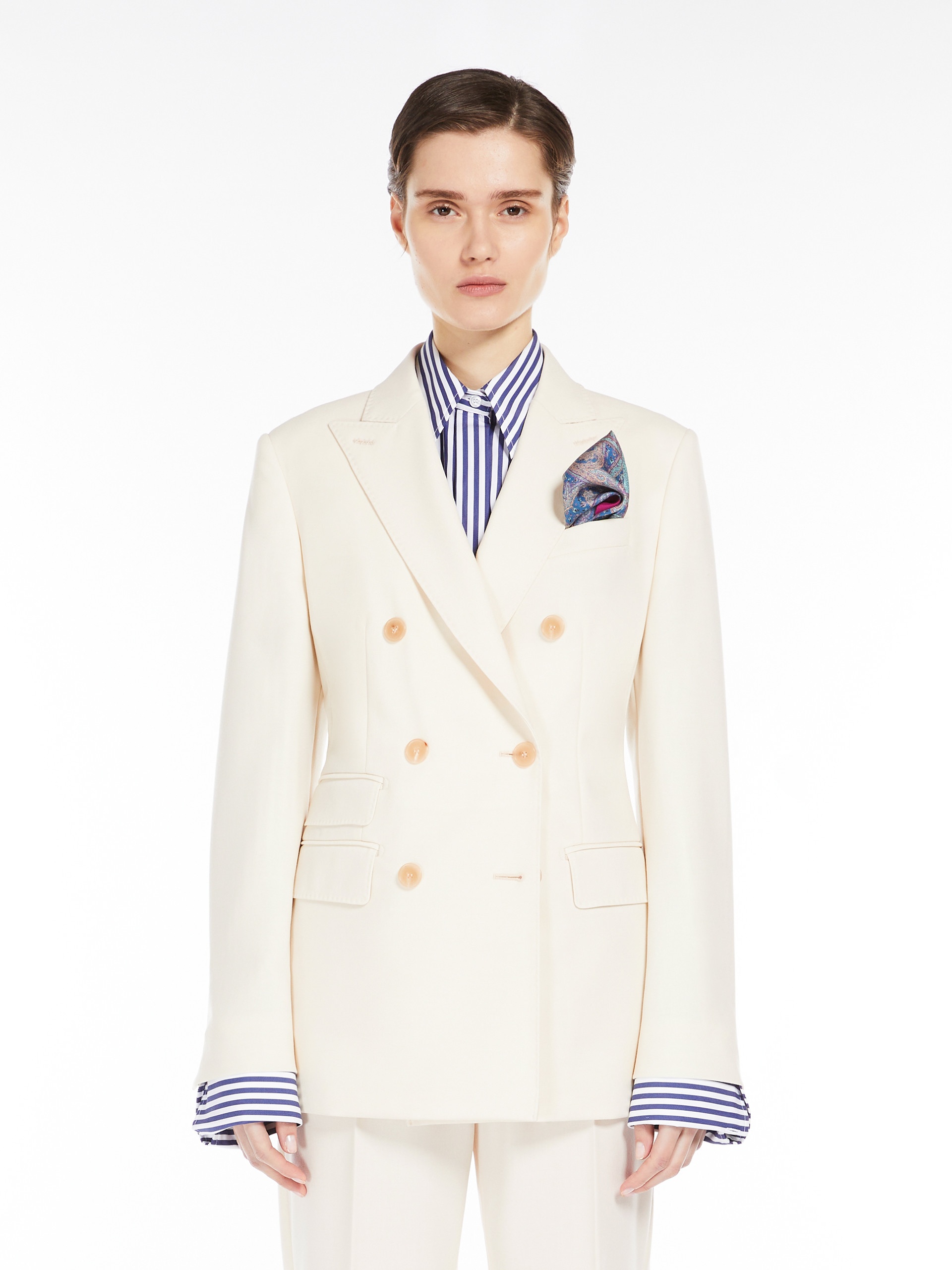 CHIFFON Double-breasted blazer in wool and mohair canvas - 3