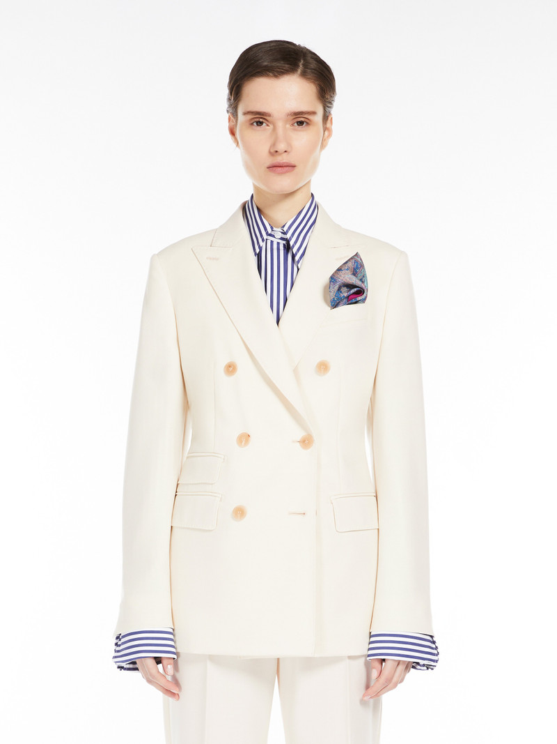 CHIFFON Double-breasted blazer in wool and mohair canvas 3