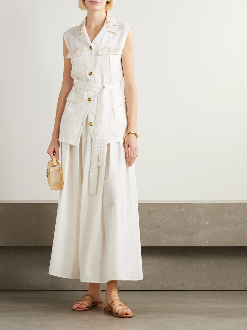 EMPORIO SIRENUSE Daria Embroidered Linen-blend Vest outlook
