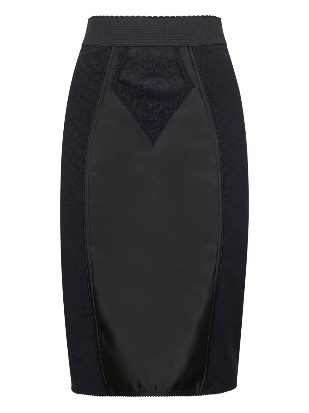 lace-insert pencil midi skirt - 2