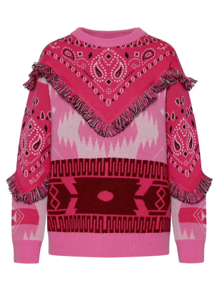 ALANUI ICON BANDANA PINK WOOL SWEATER - 1