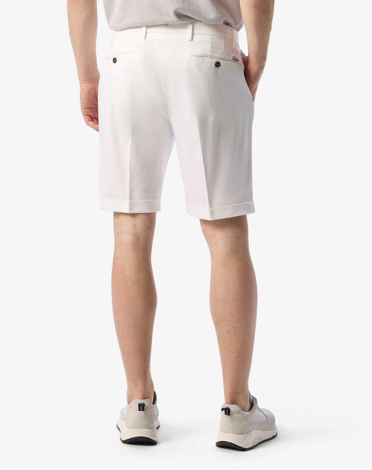 White stretch lyocell cotton Bermuda shorts - 4
