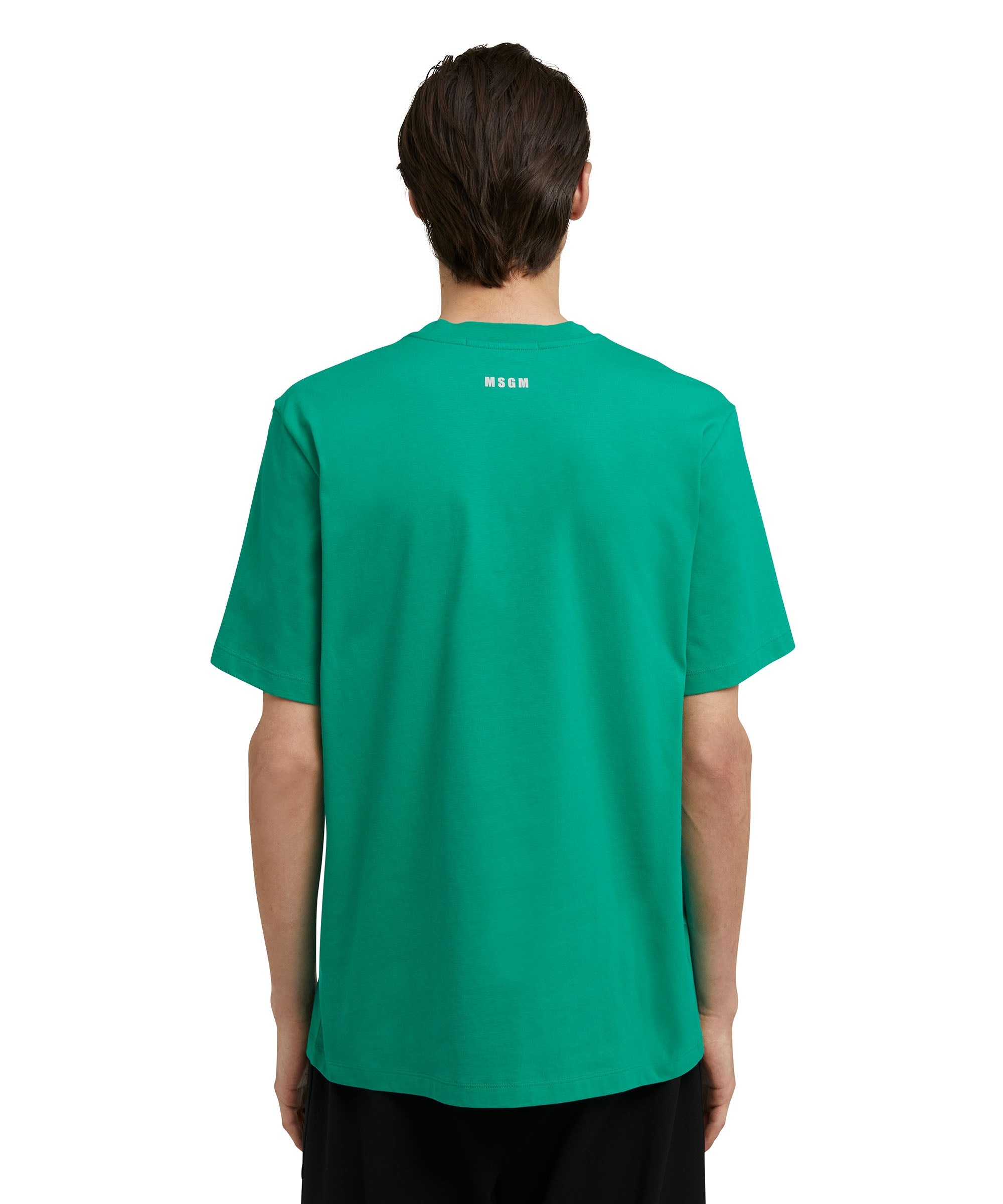 Cotton crewneck t-shirt with MSGM "M" mascot patch - 3
