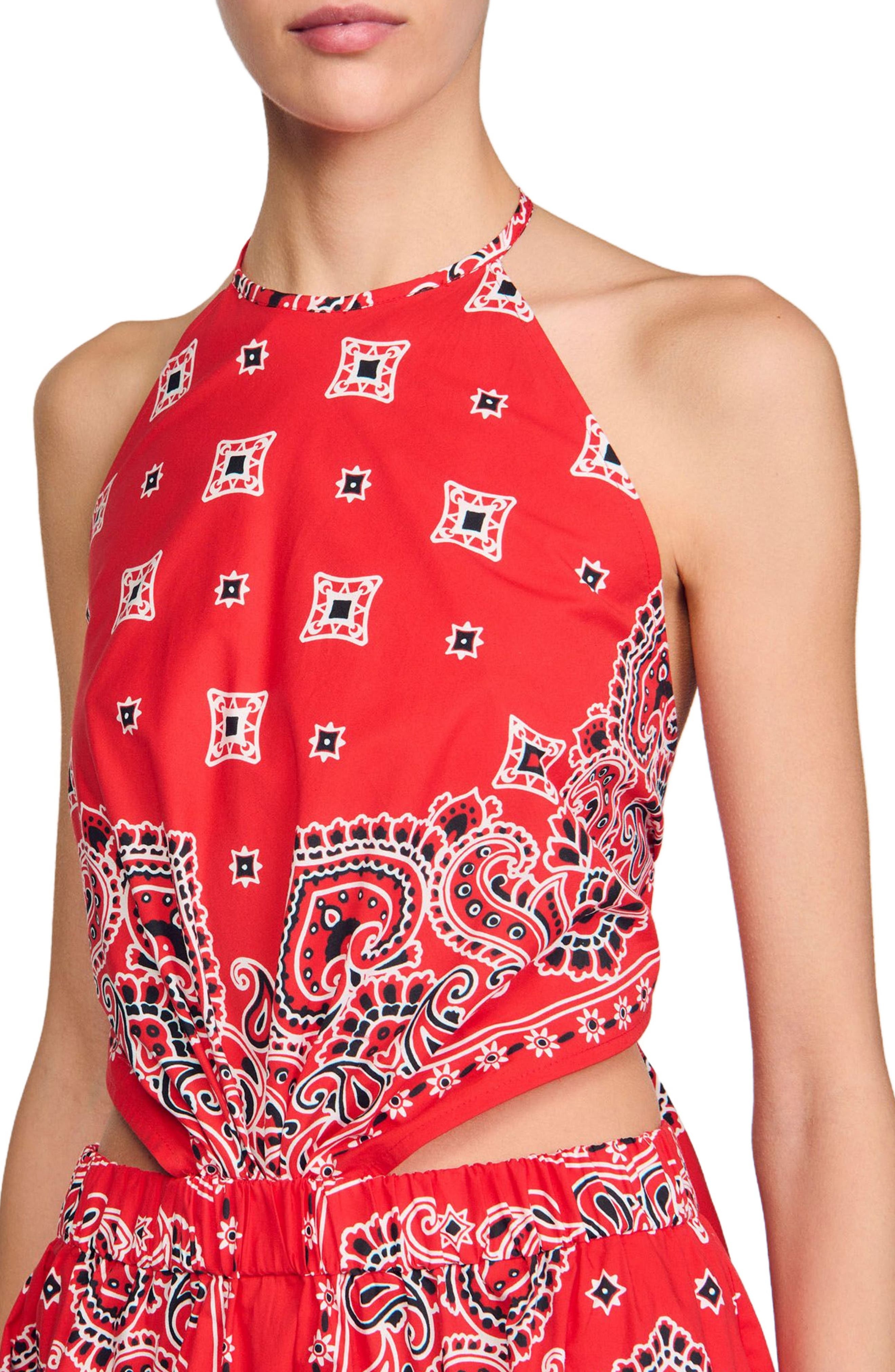 SANDRO Bandana-print maxi dress in Red /White at Nordstrom - 4