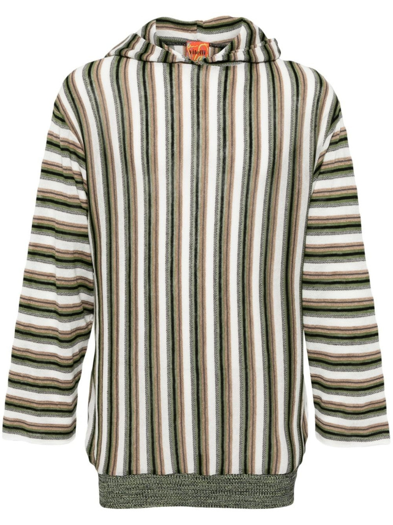 striped linen-blend hoodie 1